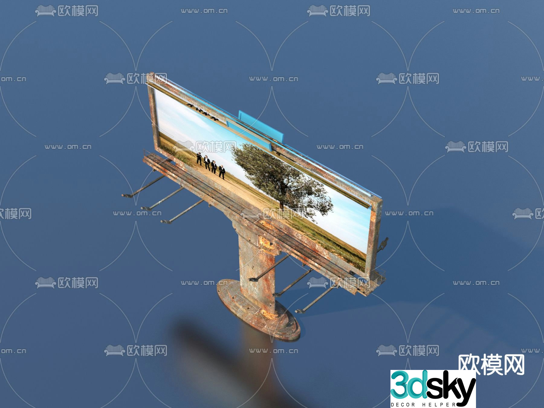 Industrial style billboard old advertising stand 3d model