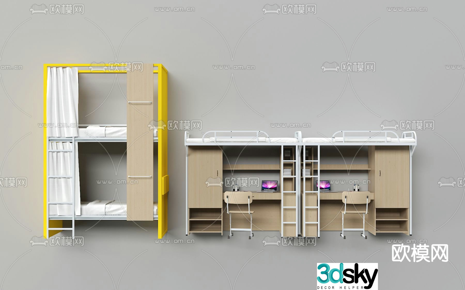 Dormitory bed bunk bed bunk bed 3d model