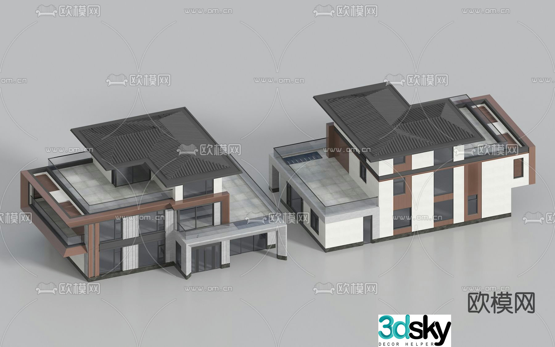Modern single-family villa 3d model