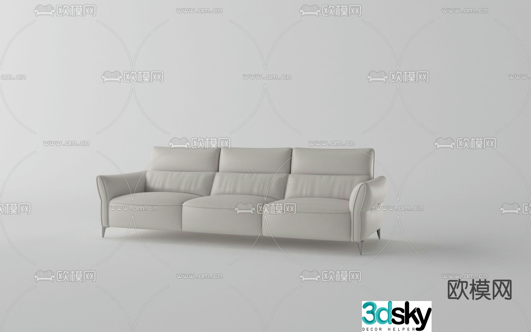 Three seater sofa leather sofa 3d model