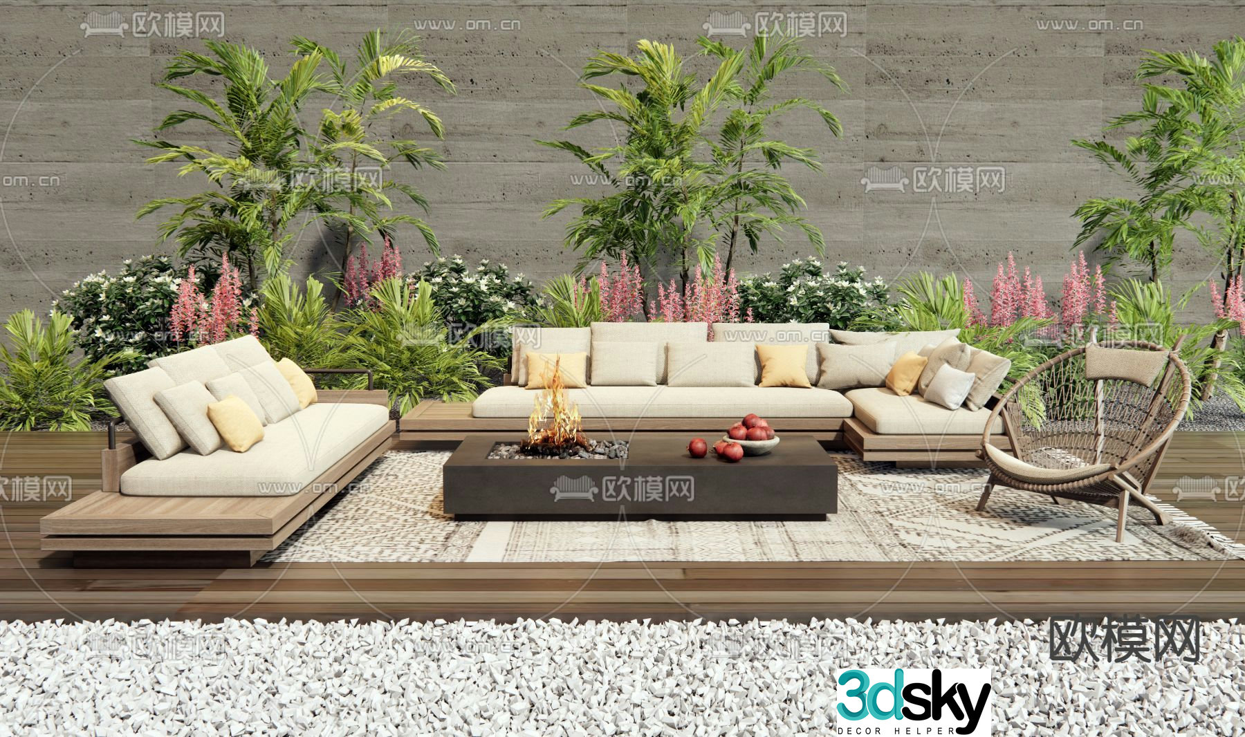 Wabi-sabi outdoor sofa 3d model