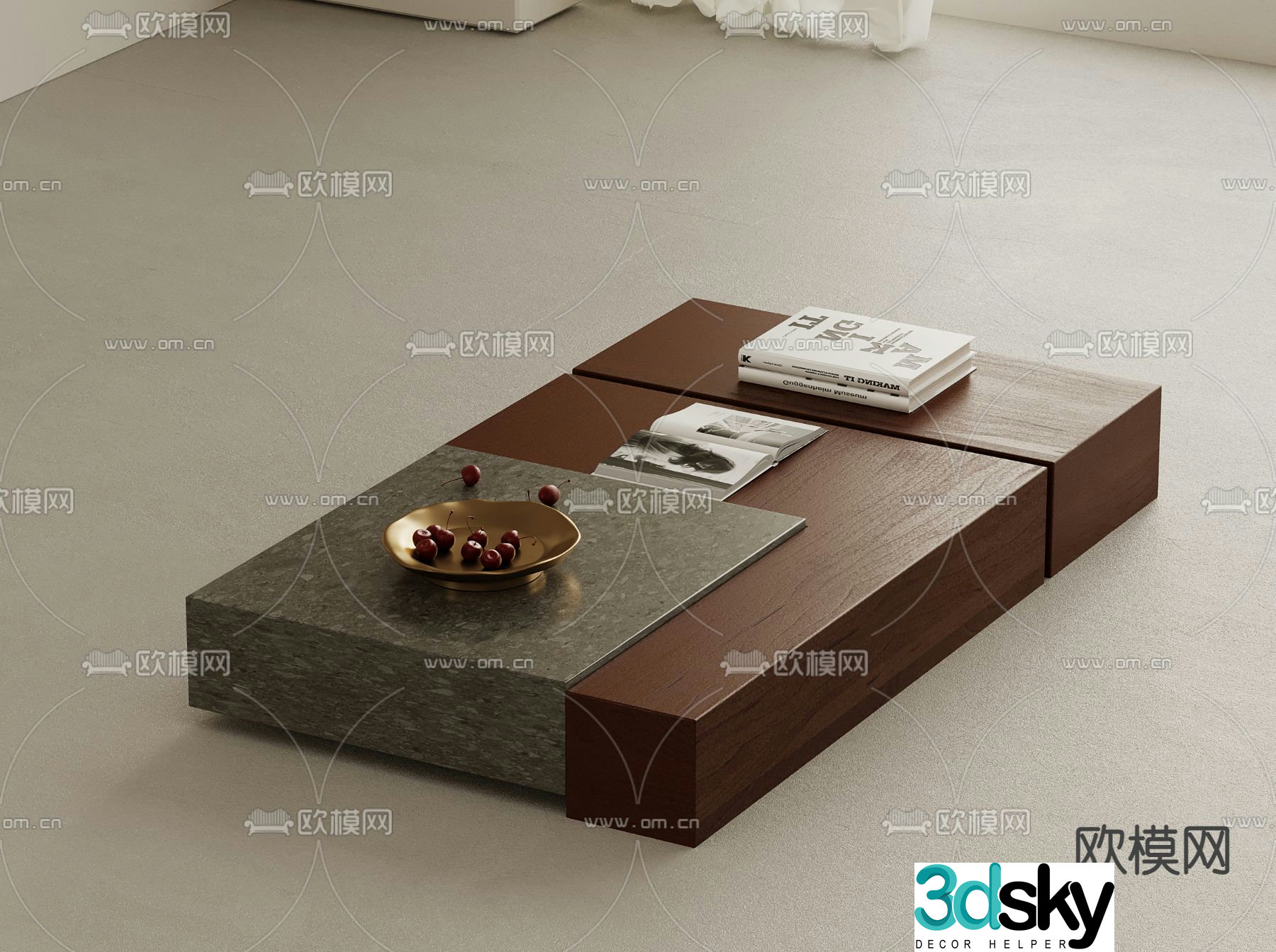 Medieval style coffee table solid wood coffee table 3d model