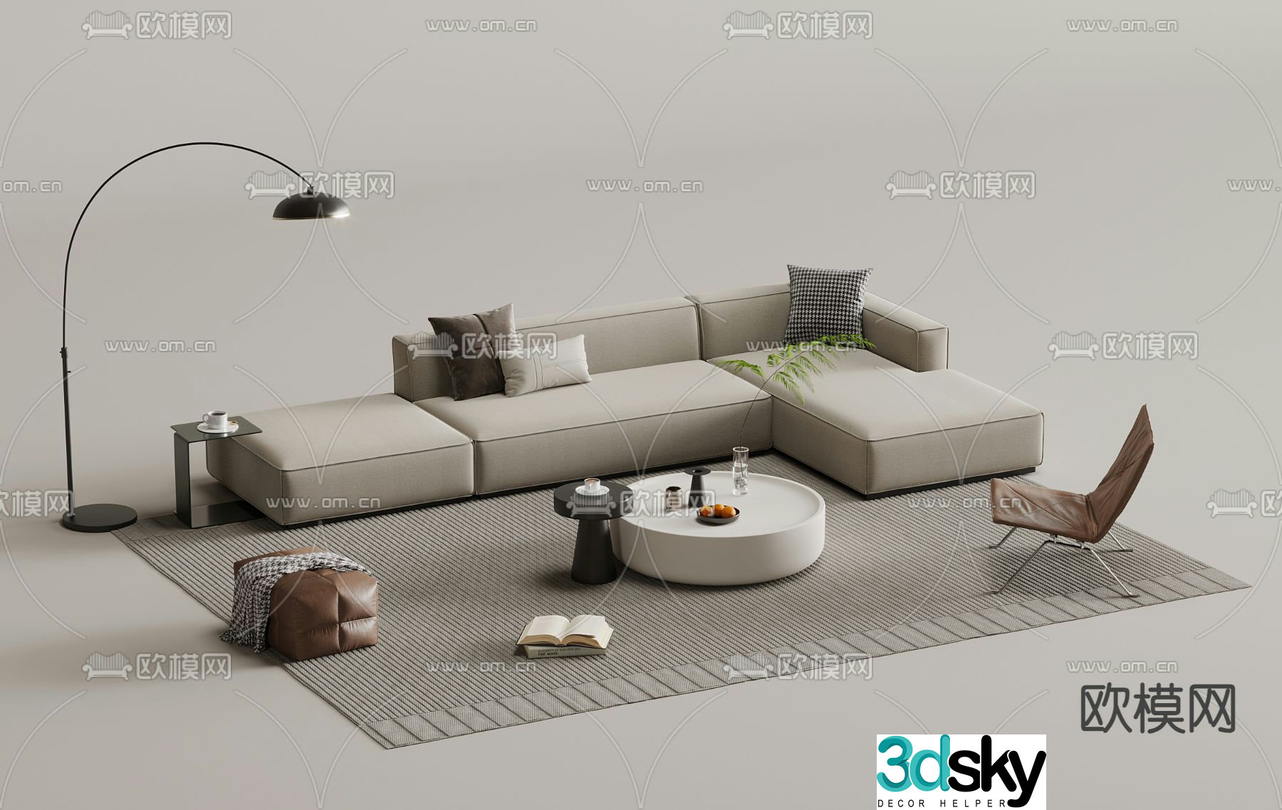 Modern sectional sofa 3d model