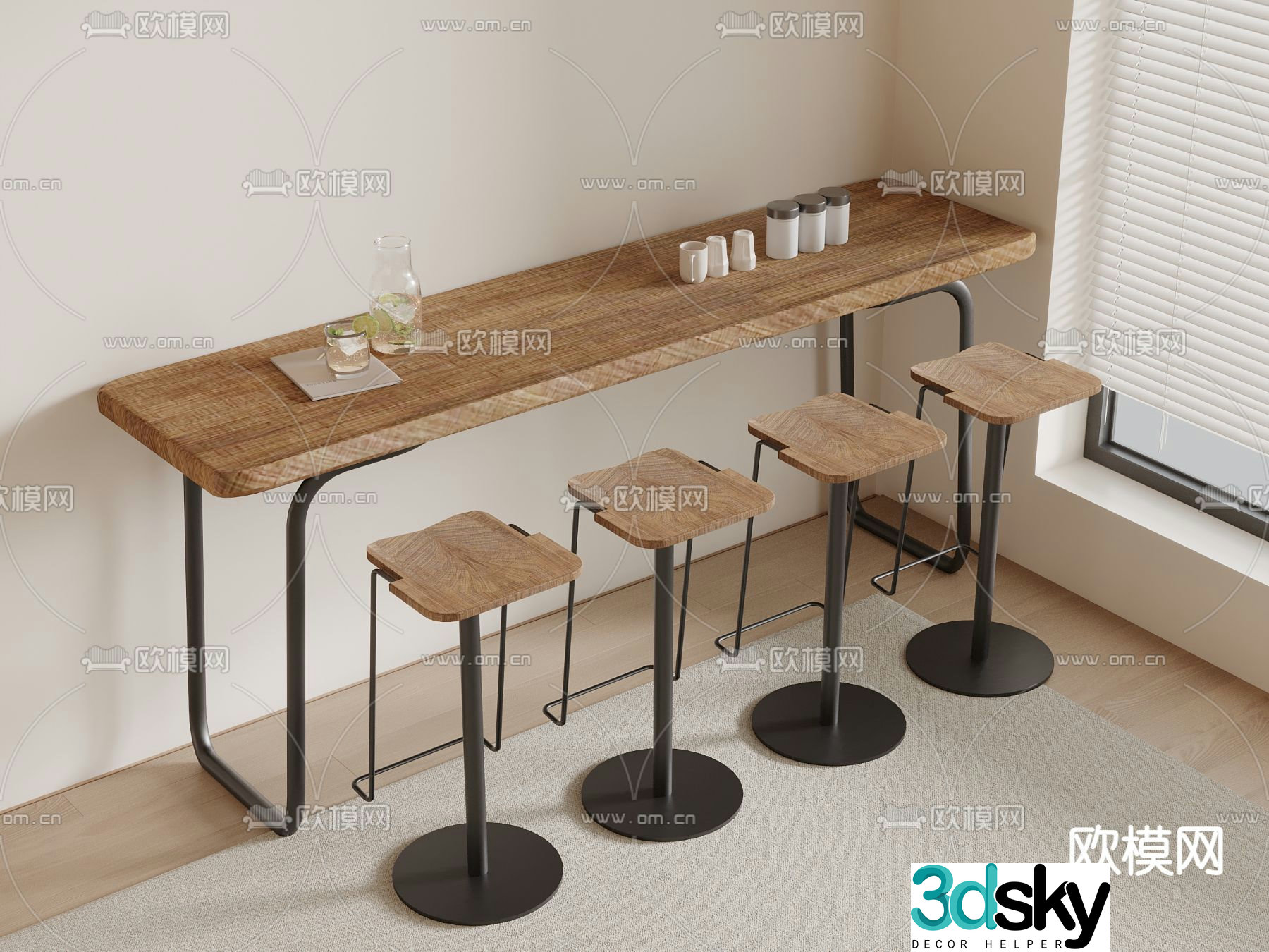 Log bar bar chair 3d model