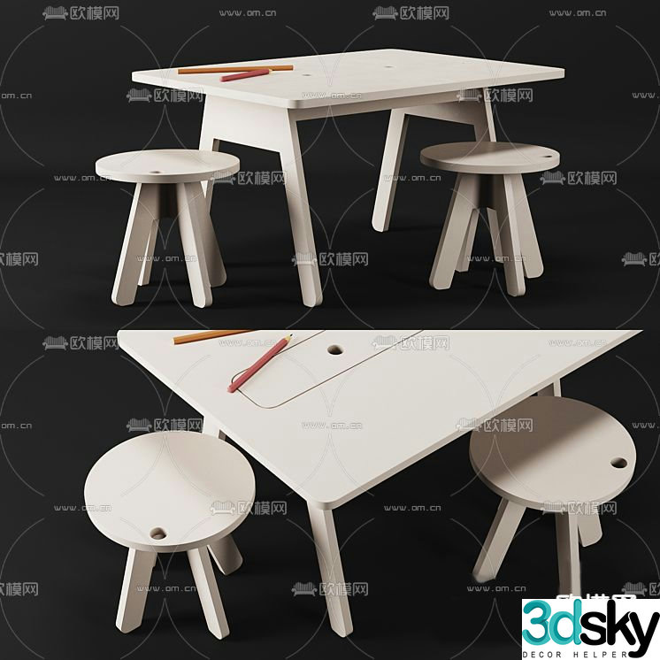 Children’s tables and chairs toy tables game tables and chairs 3d model