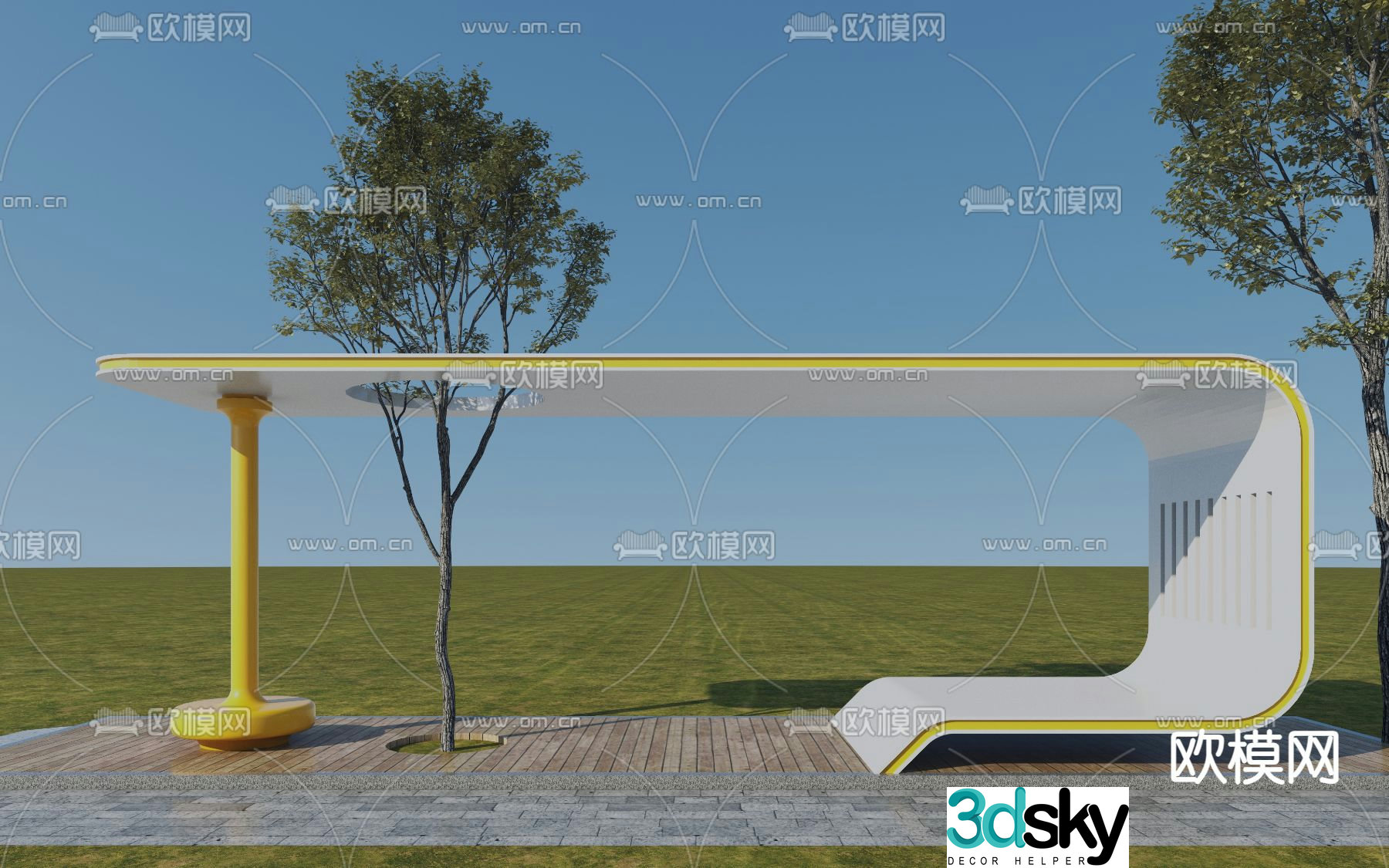 Landscape gallery gallery pavilion rest pavilion 3D model