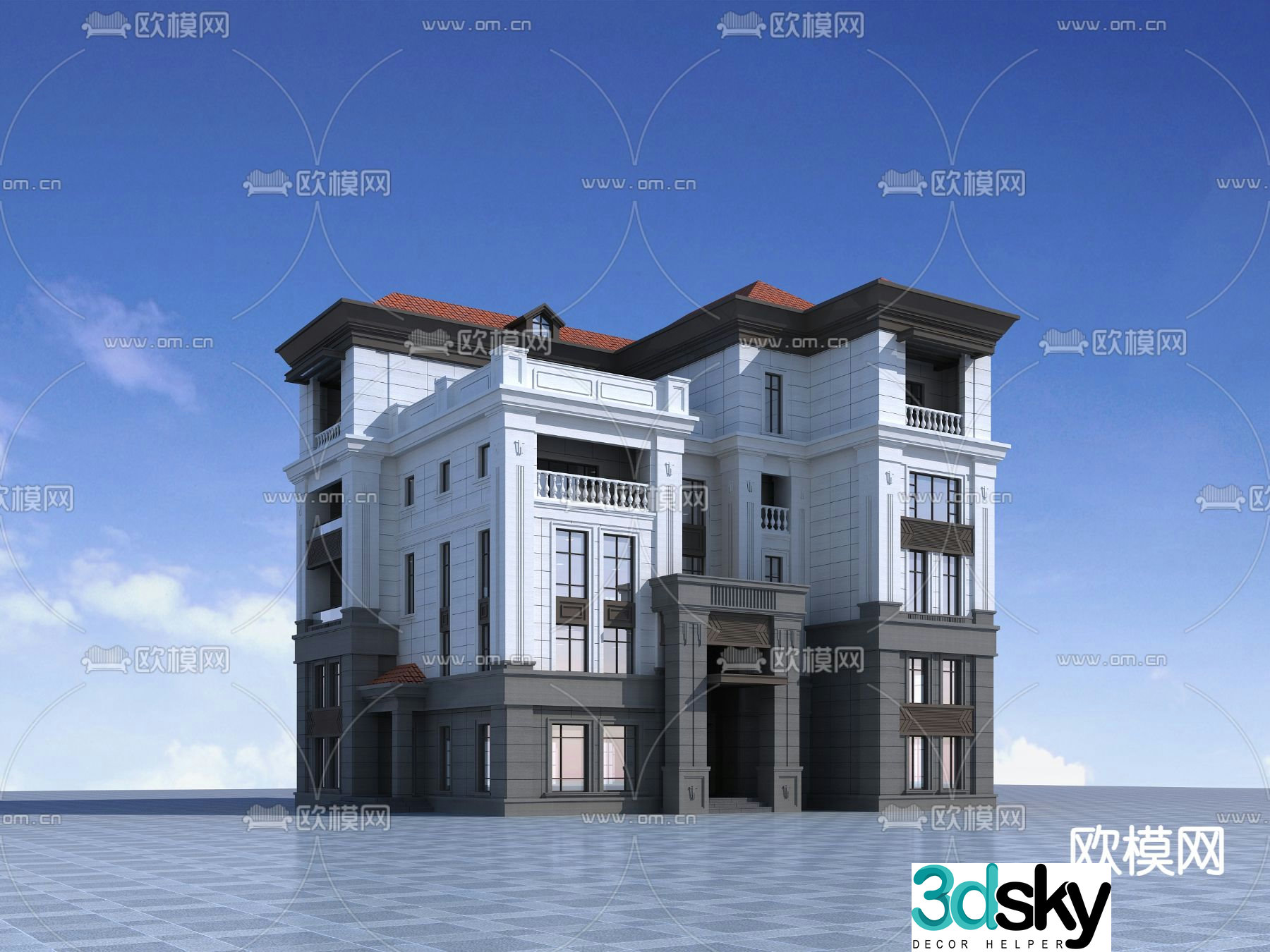 3D model of single-family villa appearance