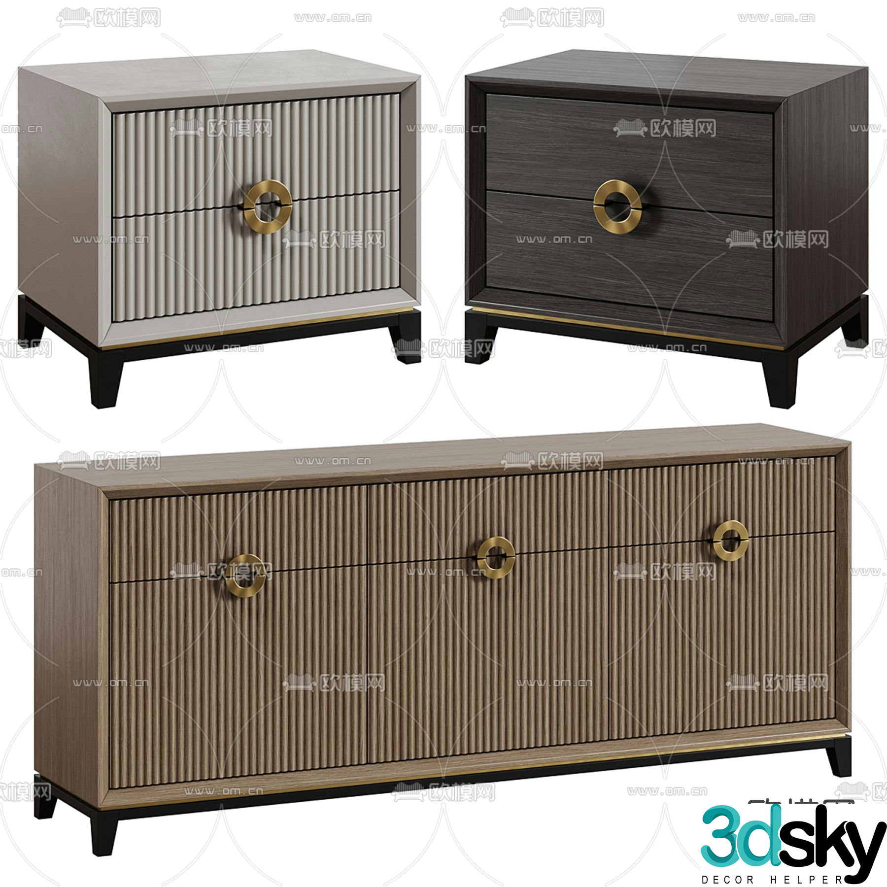 Modern bedside table side cabinet 3d model