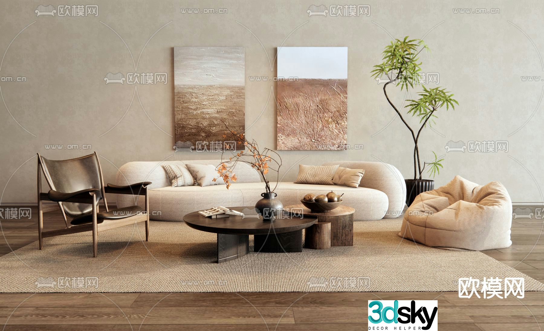 Wabi-sabi sofa modular sofa 3d model