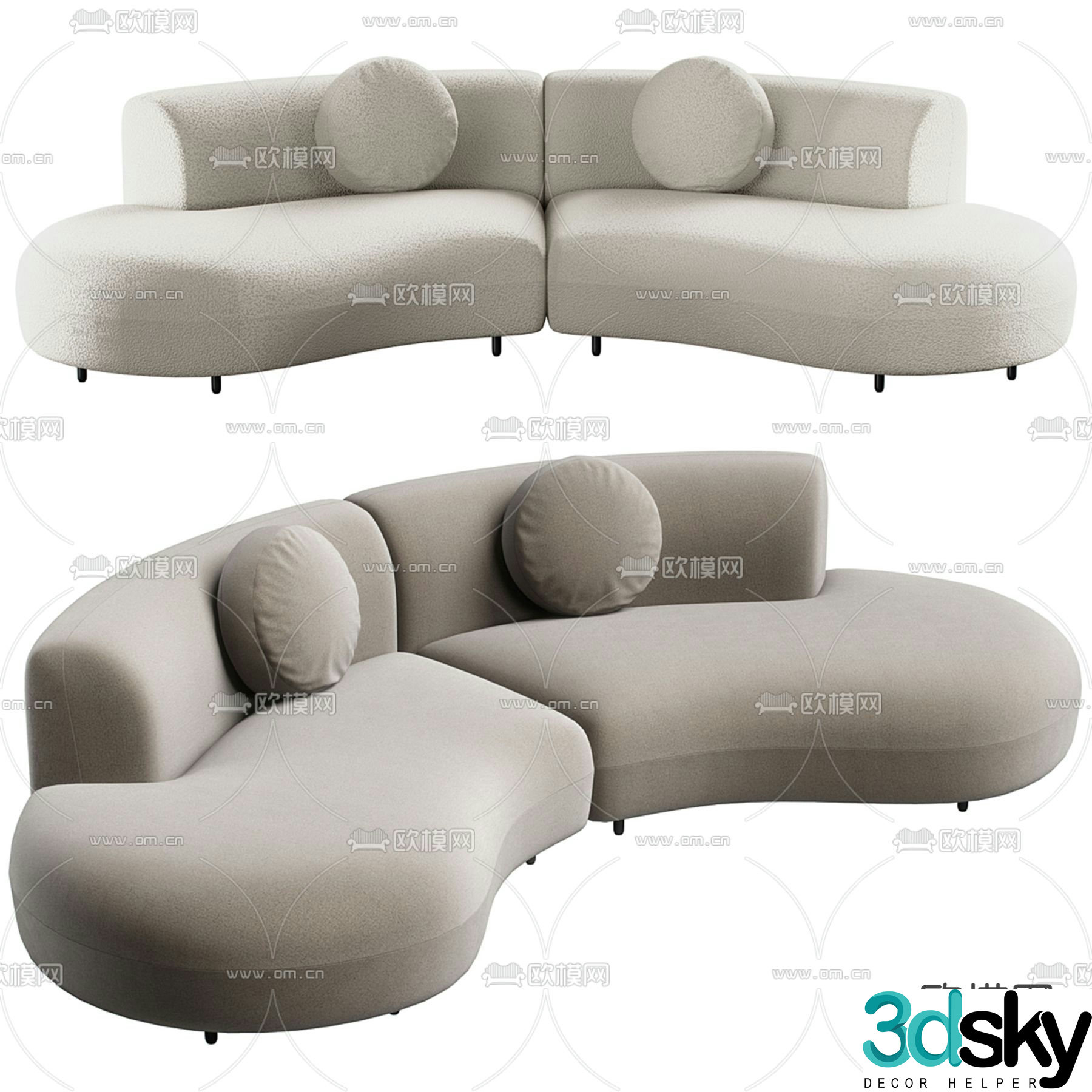 Tokio curved sofa special shaped sofa 3d model
