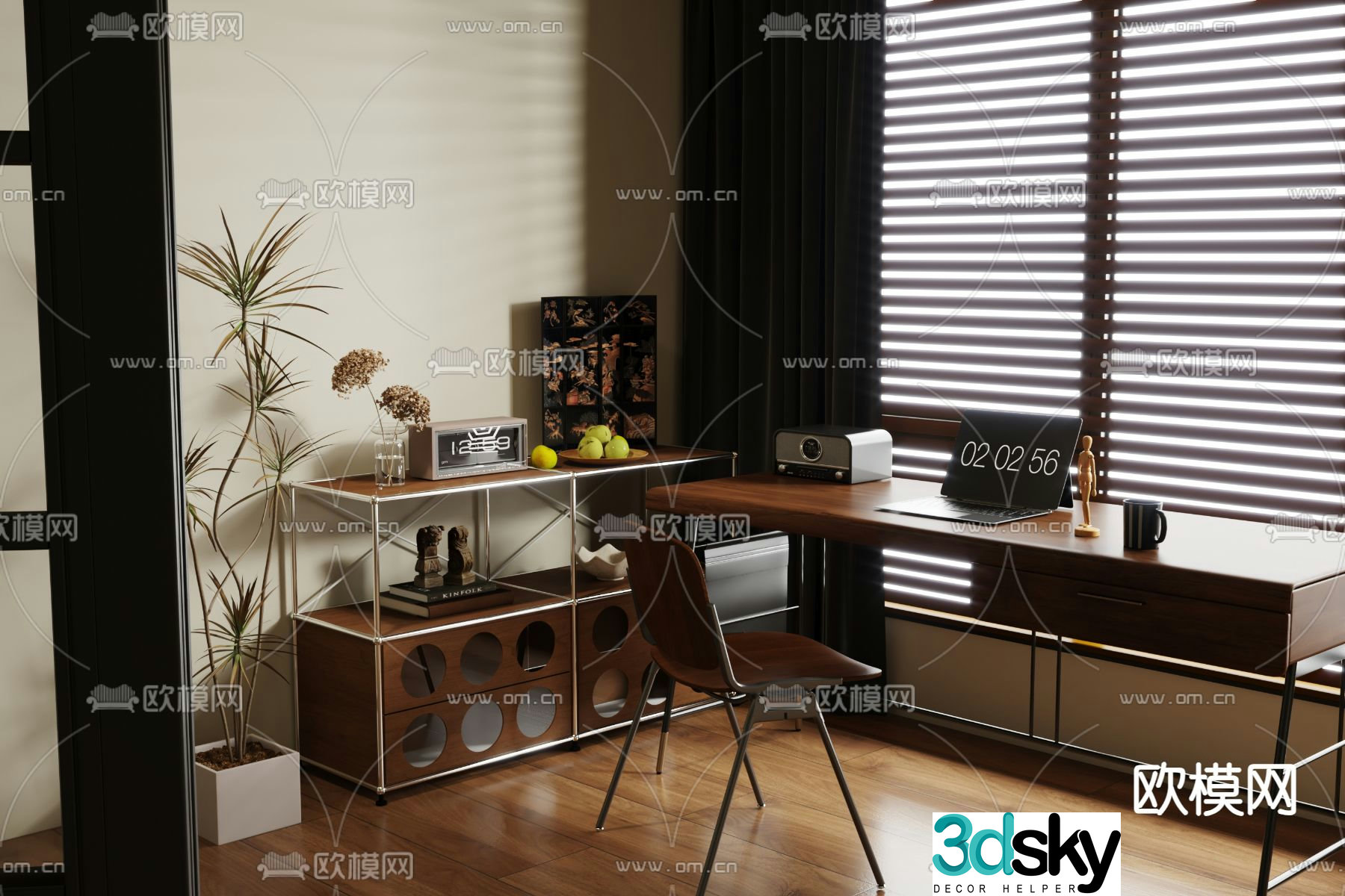 Medieval style desk study table 3d model