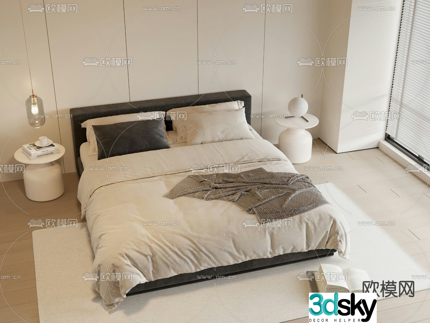Modern double bed 3d model
