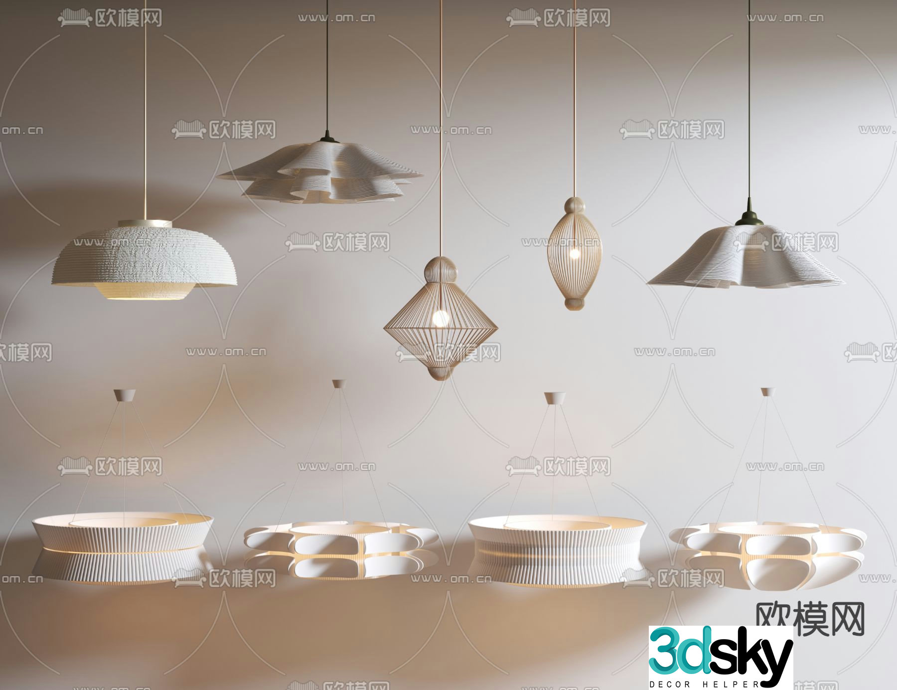 Wabi-sabi chandelier hall chandelier 3d model