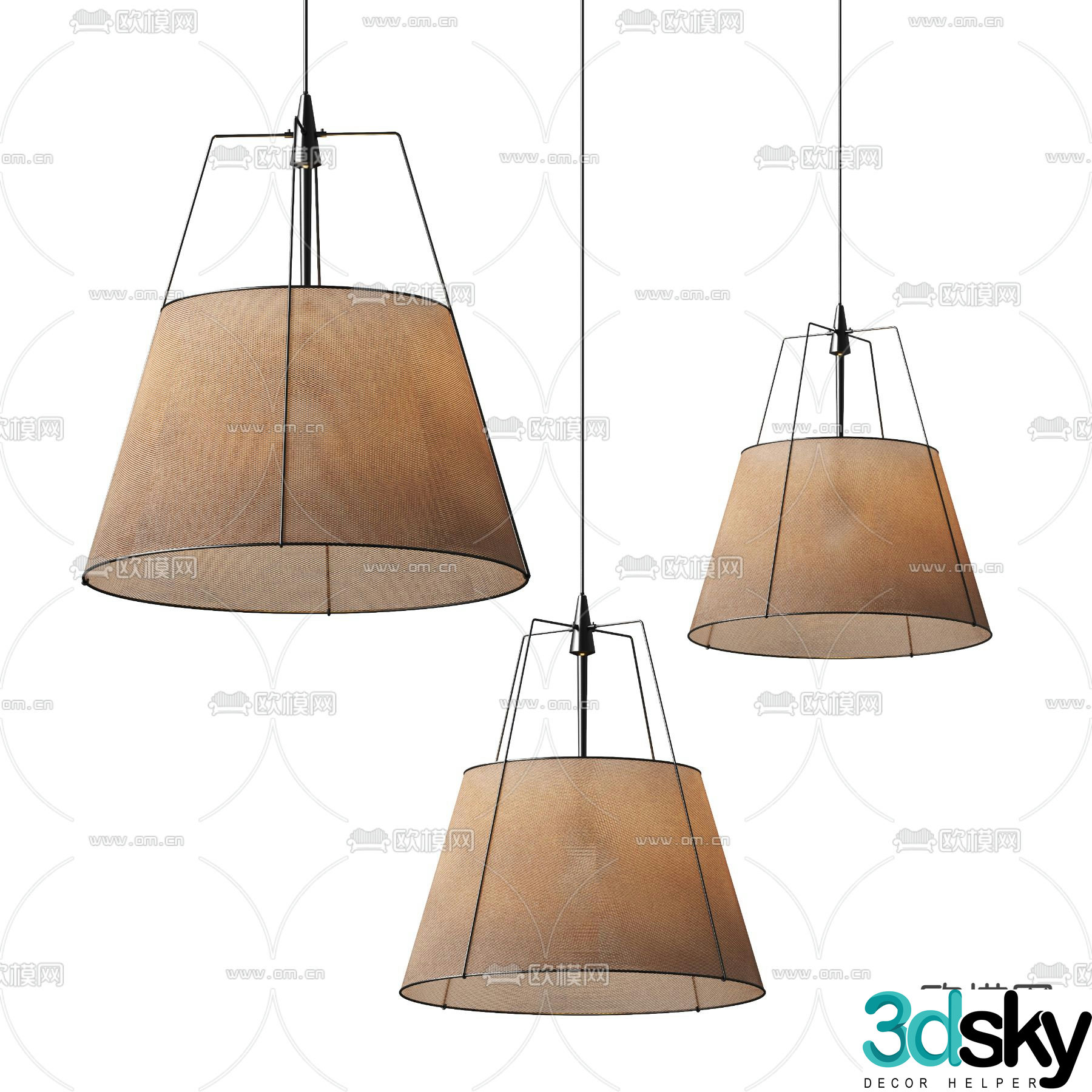 Wabi-sabi chandelier bedside small chandelier 3d model