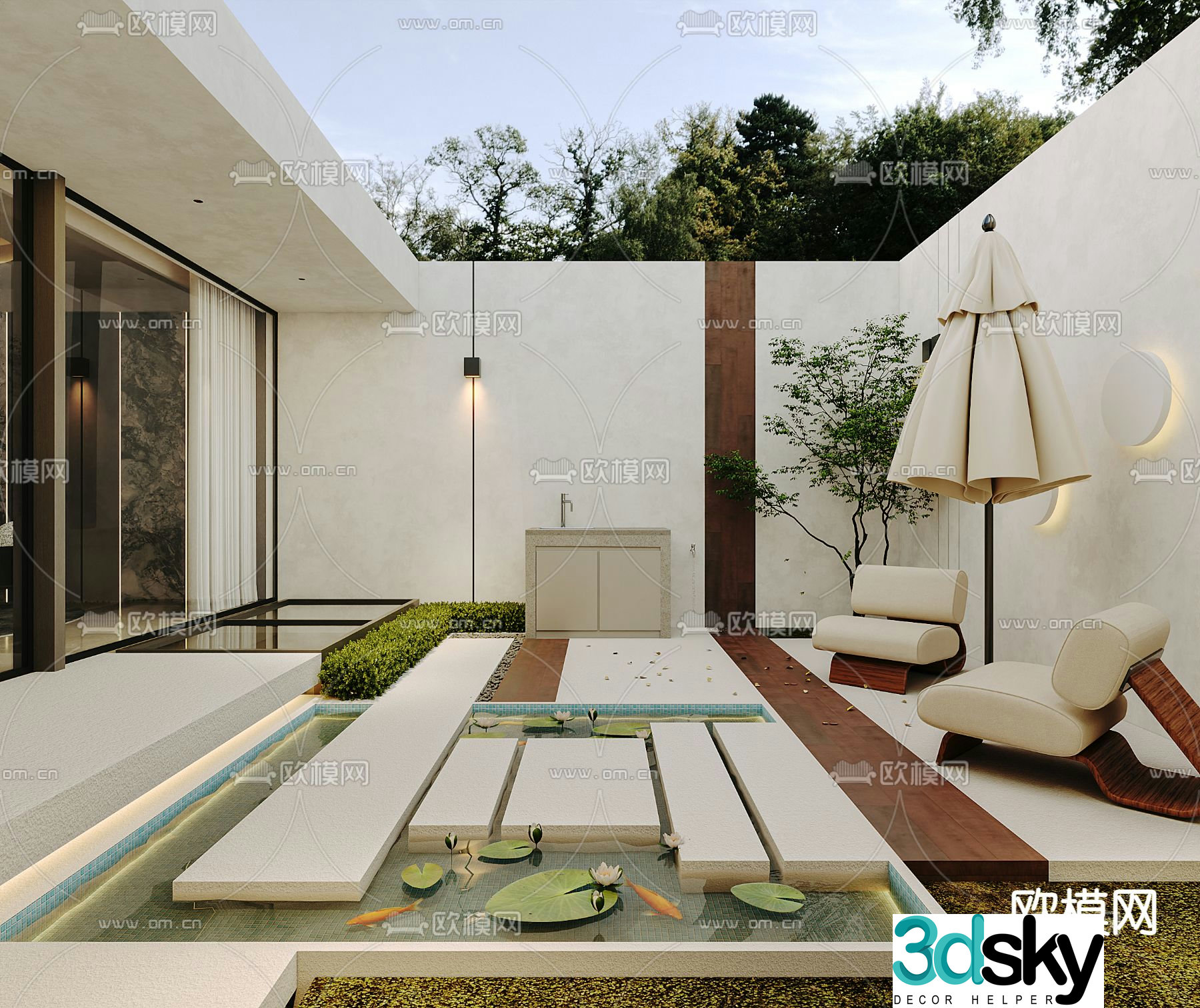 Courtyard landscape villa garden 3d model