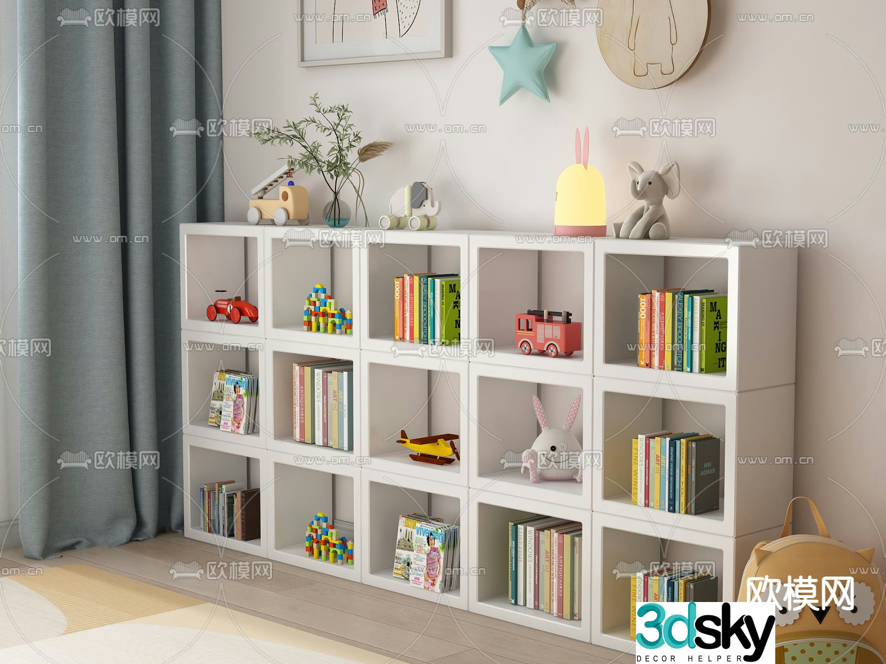Children’s bookcase locker 3d model