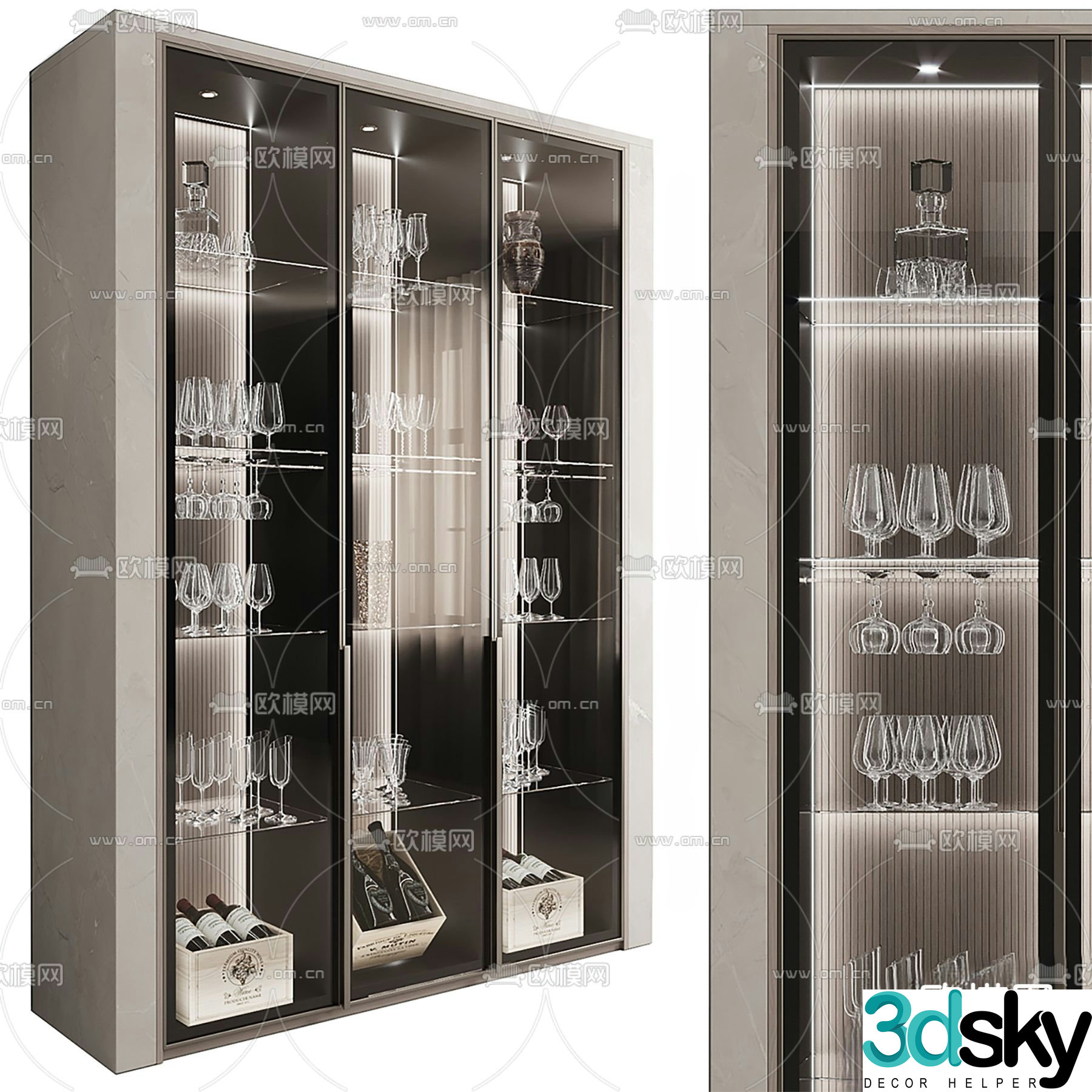 Ð¡upboard glass wine cabinet 3d model
