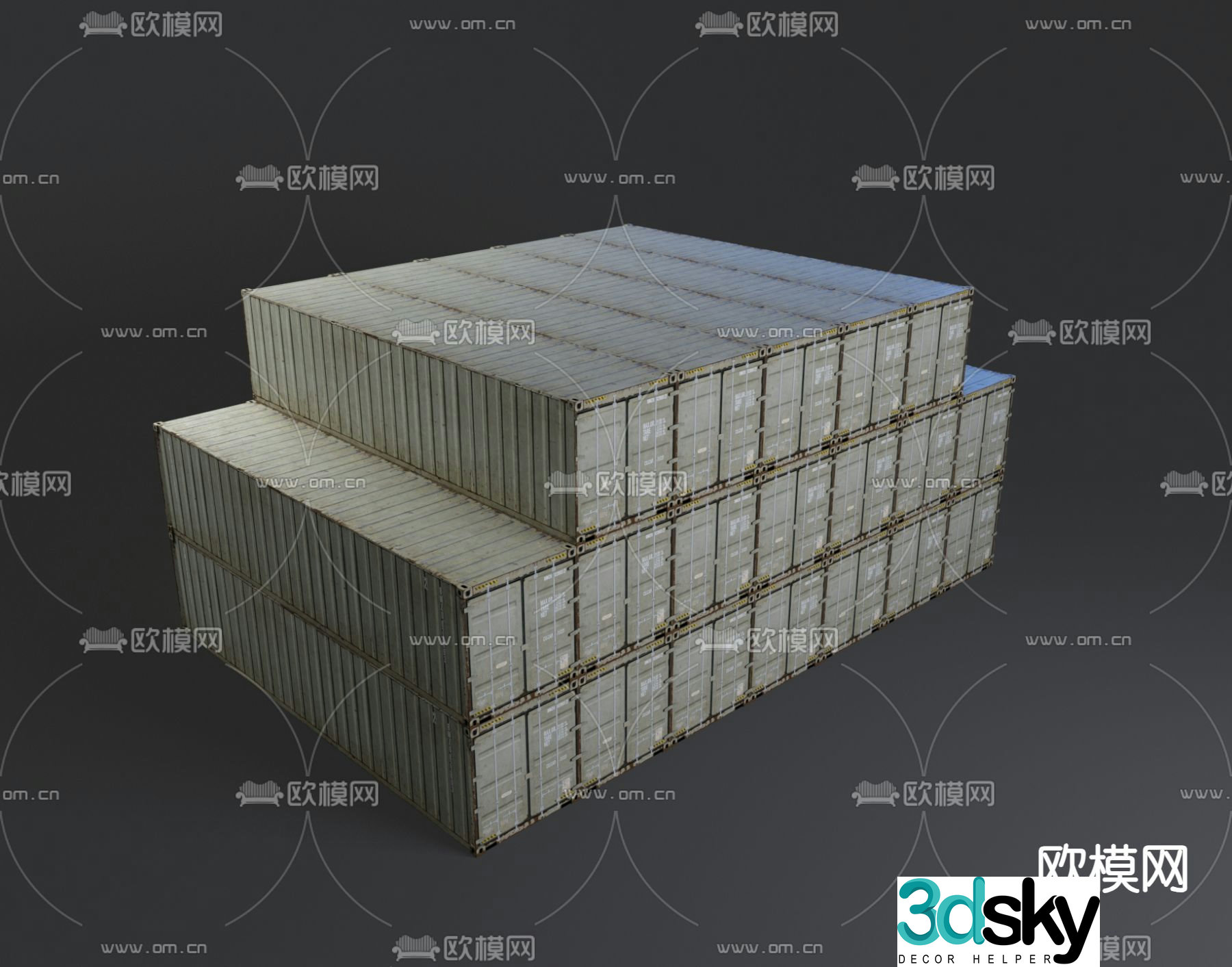 Industrial style cargo container container 3d model