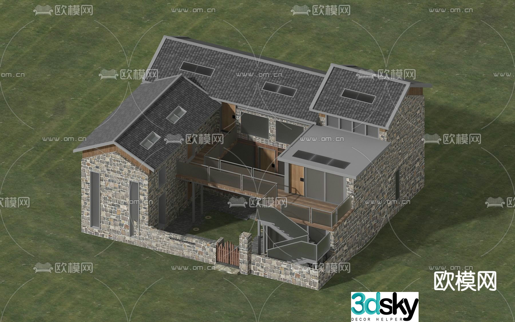 Chinese style B&B single building 3D model