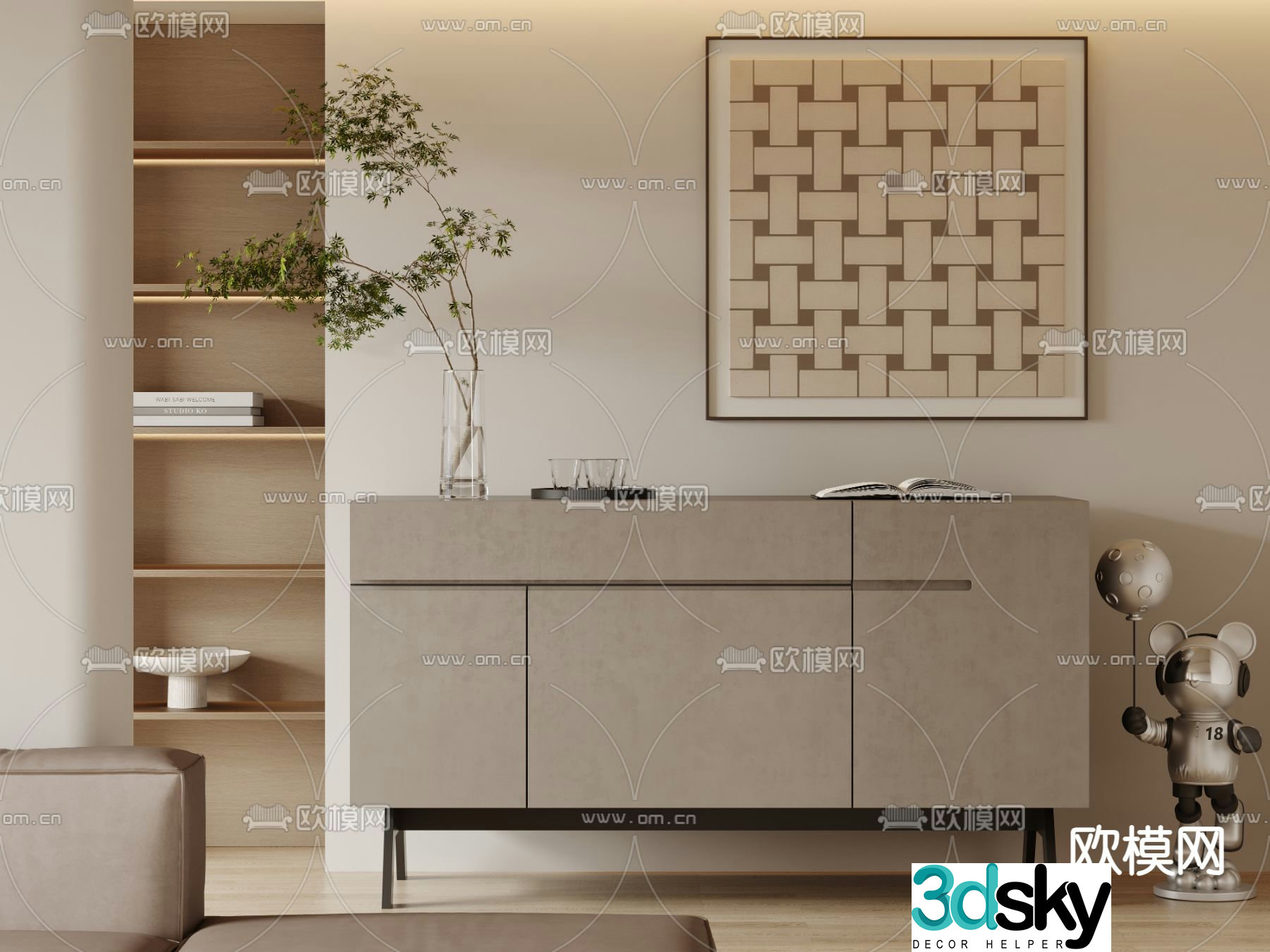Modern entrance cabinet Duanjing cabinet 3D model