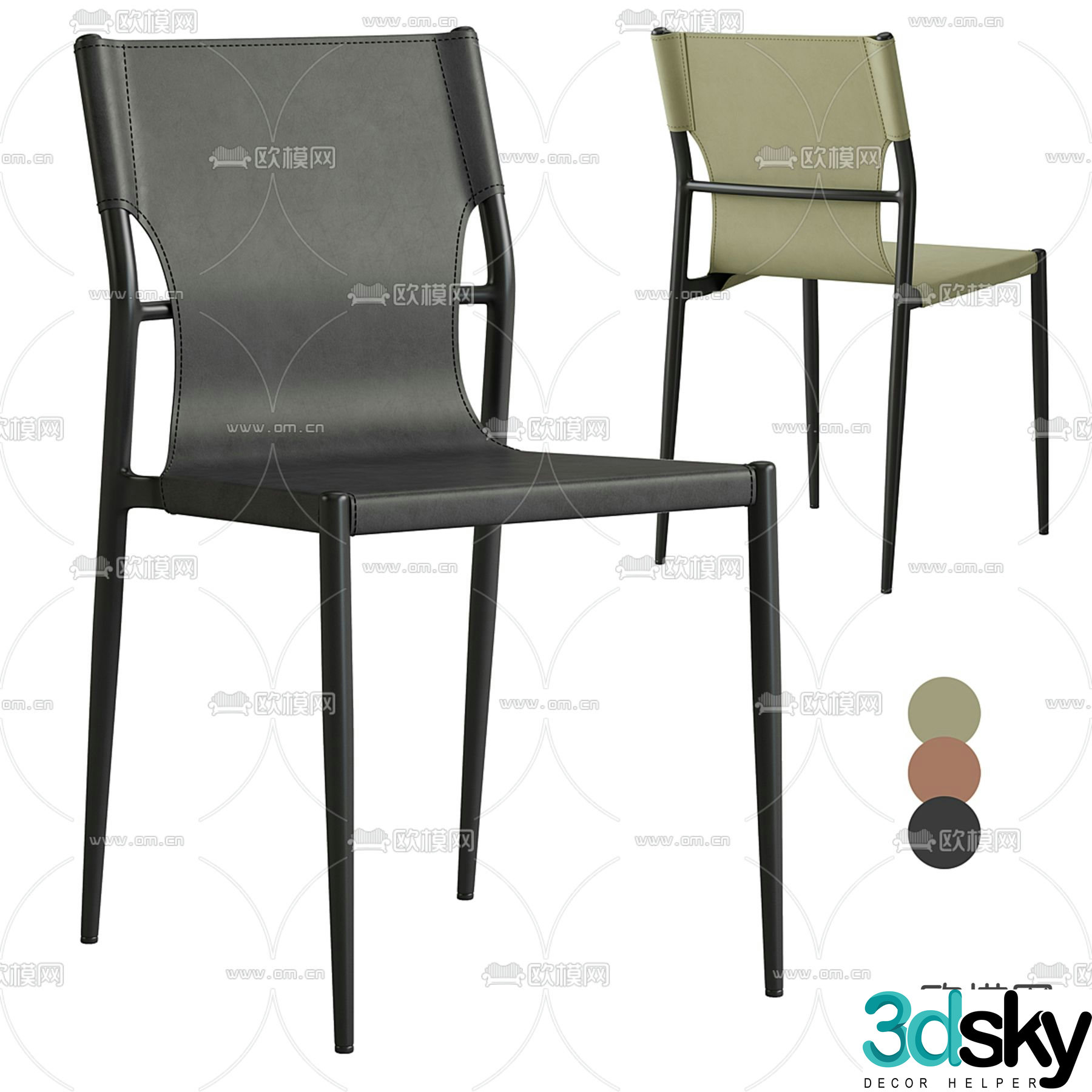 Stool Group leather chair dining chair 3d model