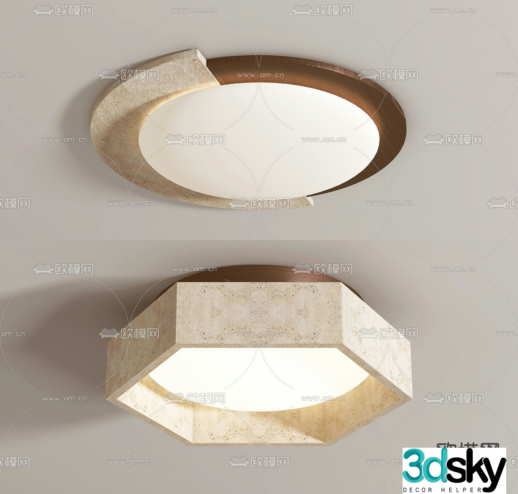 Wabi-sabi style ceiling lamp geometric ceiling lamp 3d model