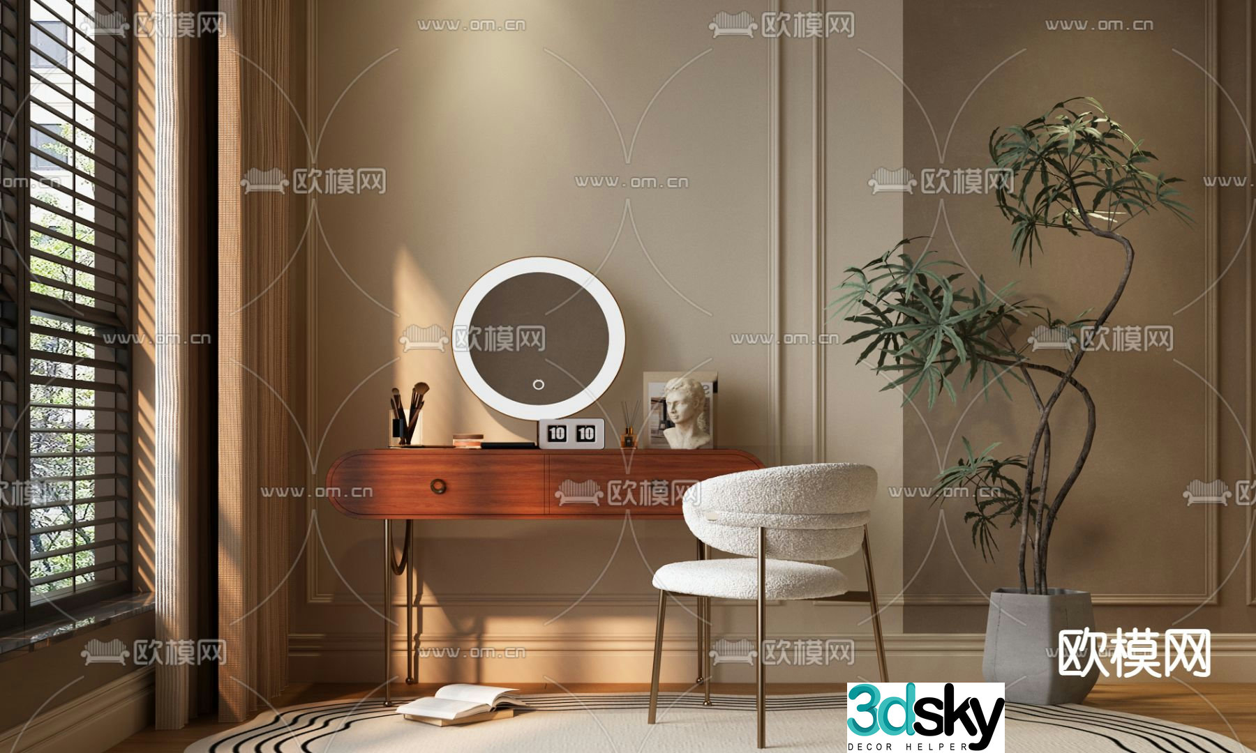 Medieval style dressing table dressing table 3d model