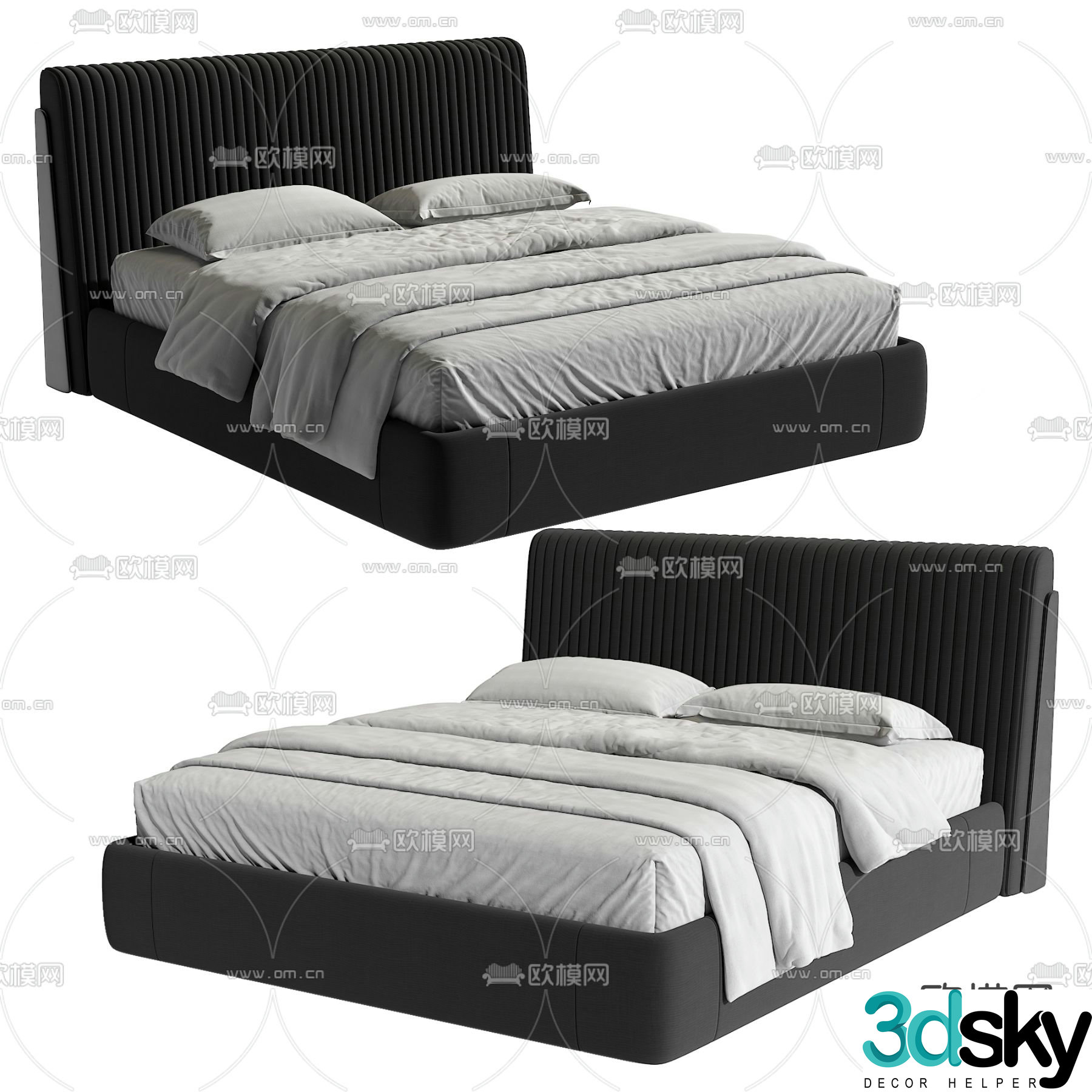 Modern double bed 3d model
