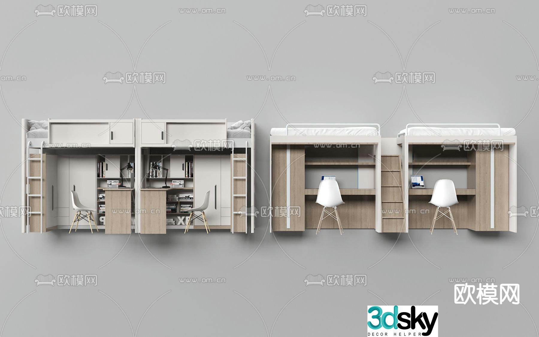 Dormitory bed bunk bed bunk bed 3d model