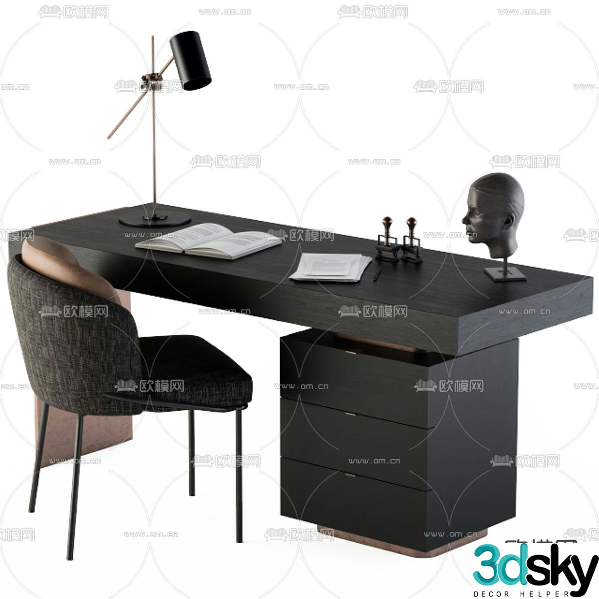modern desk writing desk 3d model