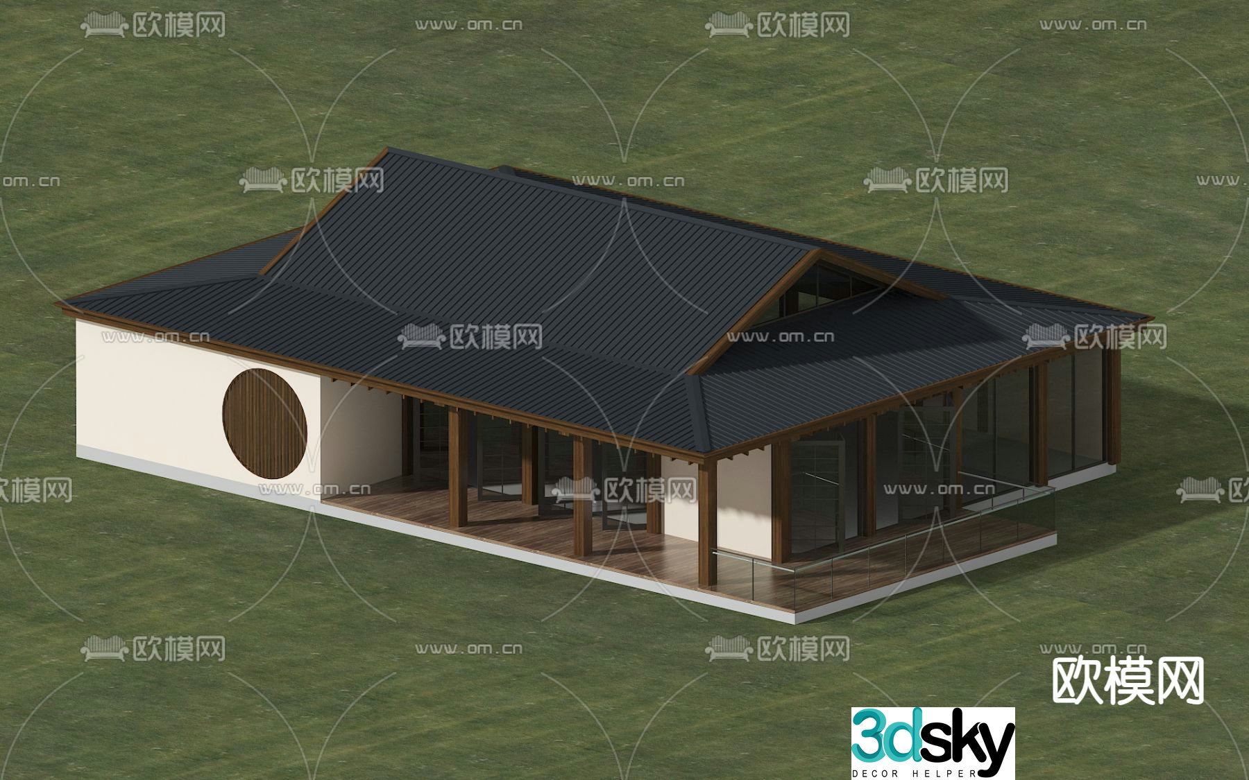 Chinese style B&B single building 3D model