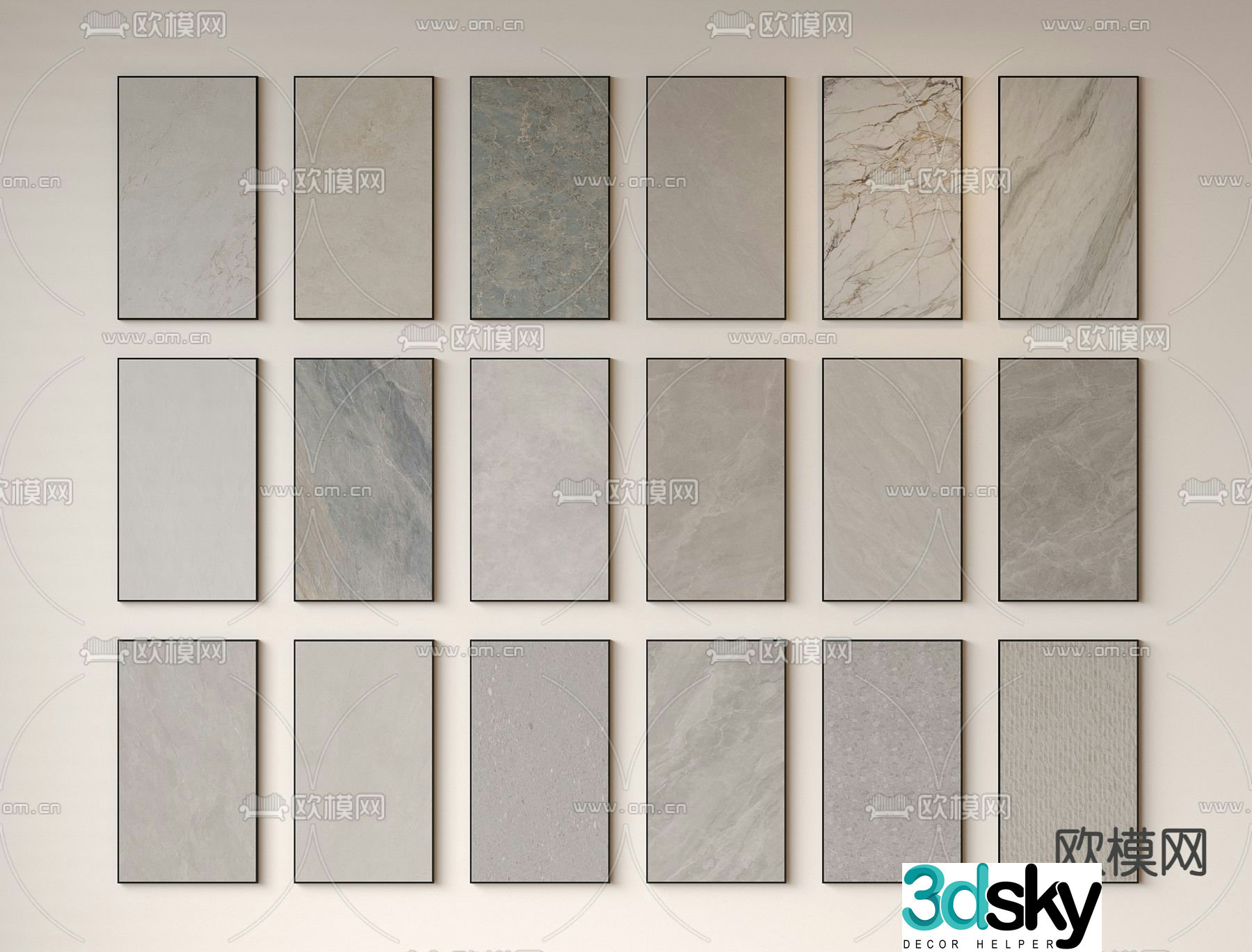 Marble tiles wall tiles rock slabs 3d model
