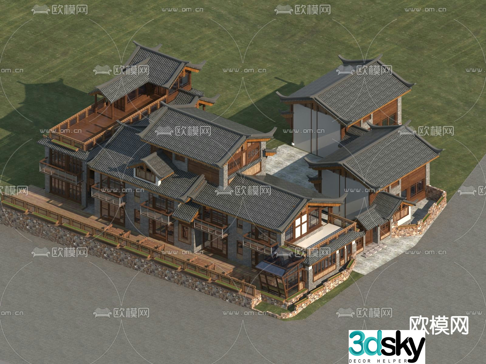 Chinese style B&B building 3D model