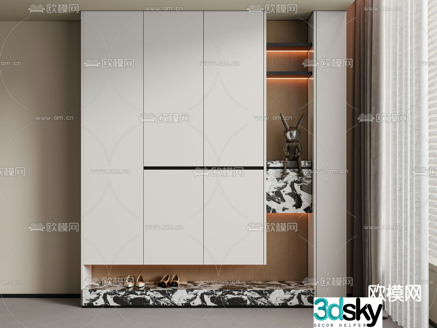 Modern entrance shoe cabinet 3d model
