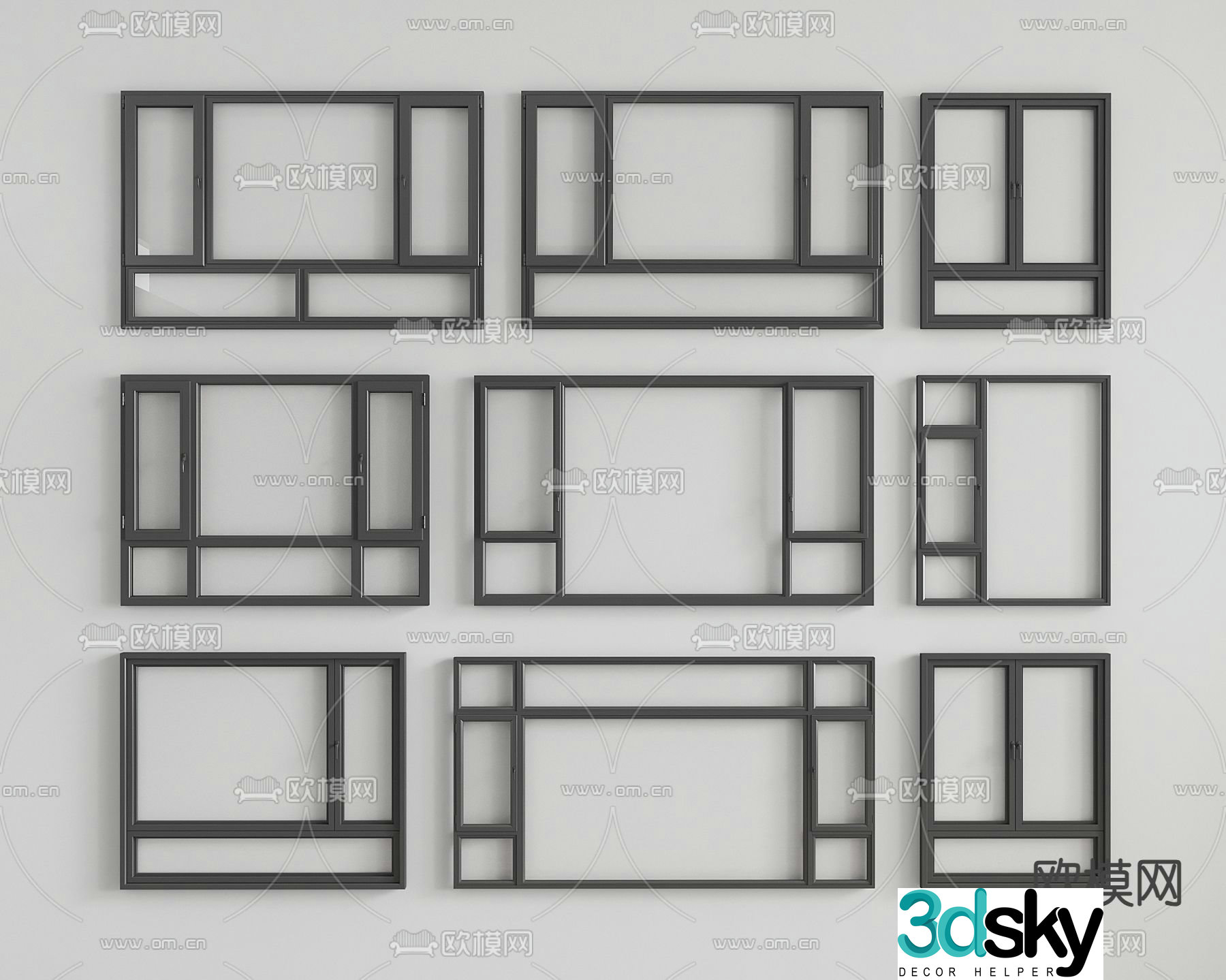 Aluminum alloy windows floor-to-ceiling windows balcony windows casement windows 3D model