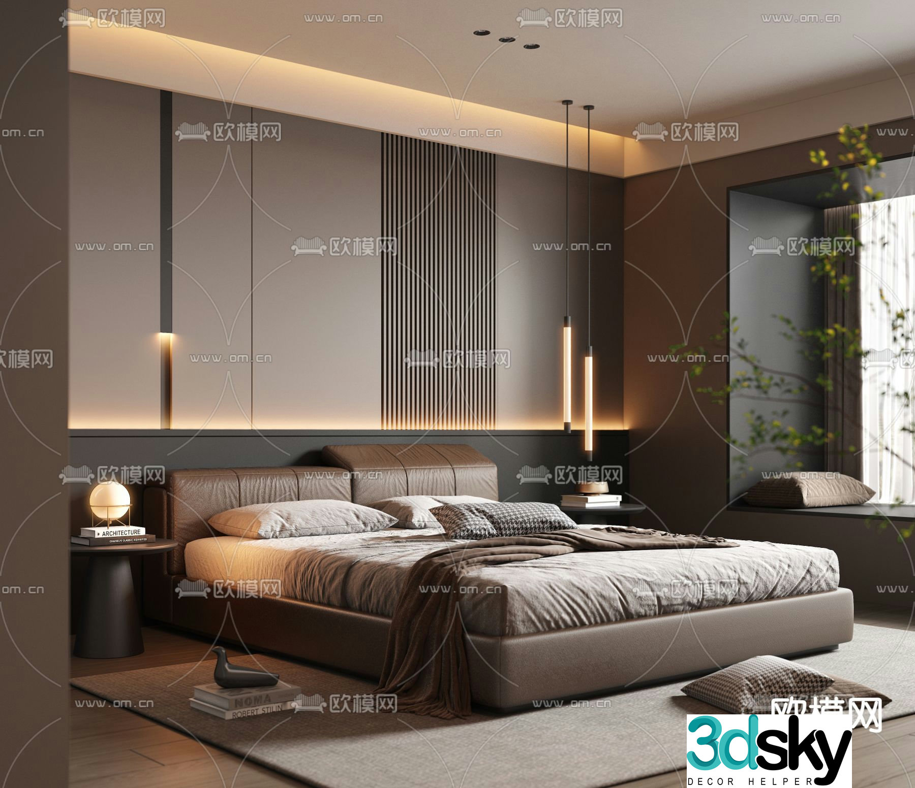 Light luxury bedroom master room 3d model