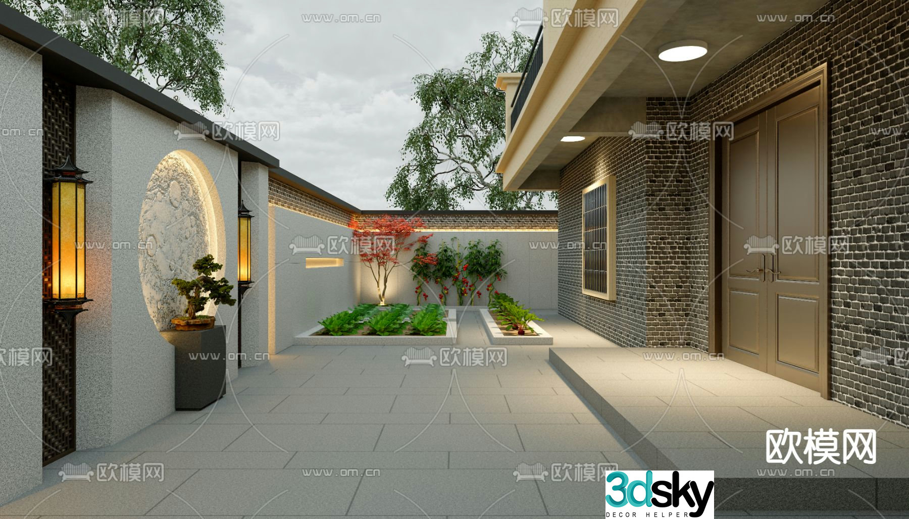 Villa courtyard garden 3d model