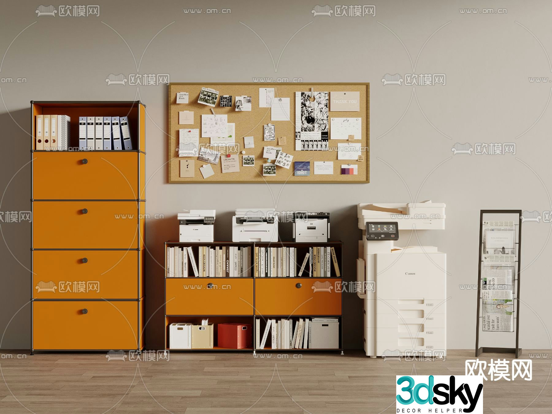 File cabinet printer office supplies 3d model