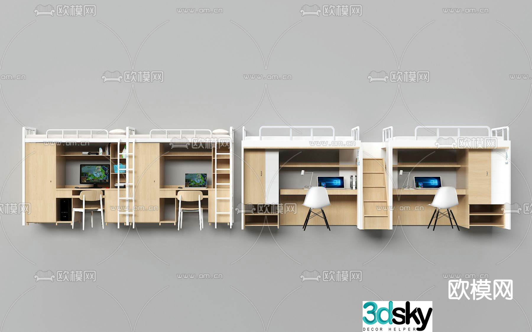 Dormitory bed bunk bed bunk bed 3d model