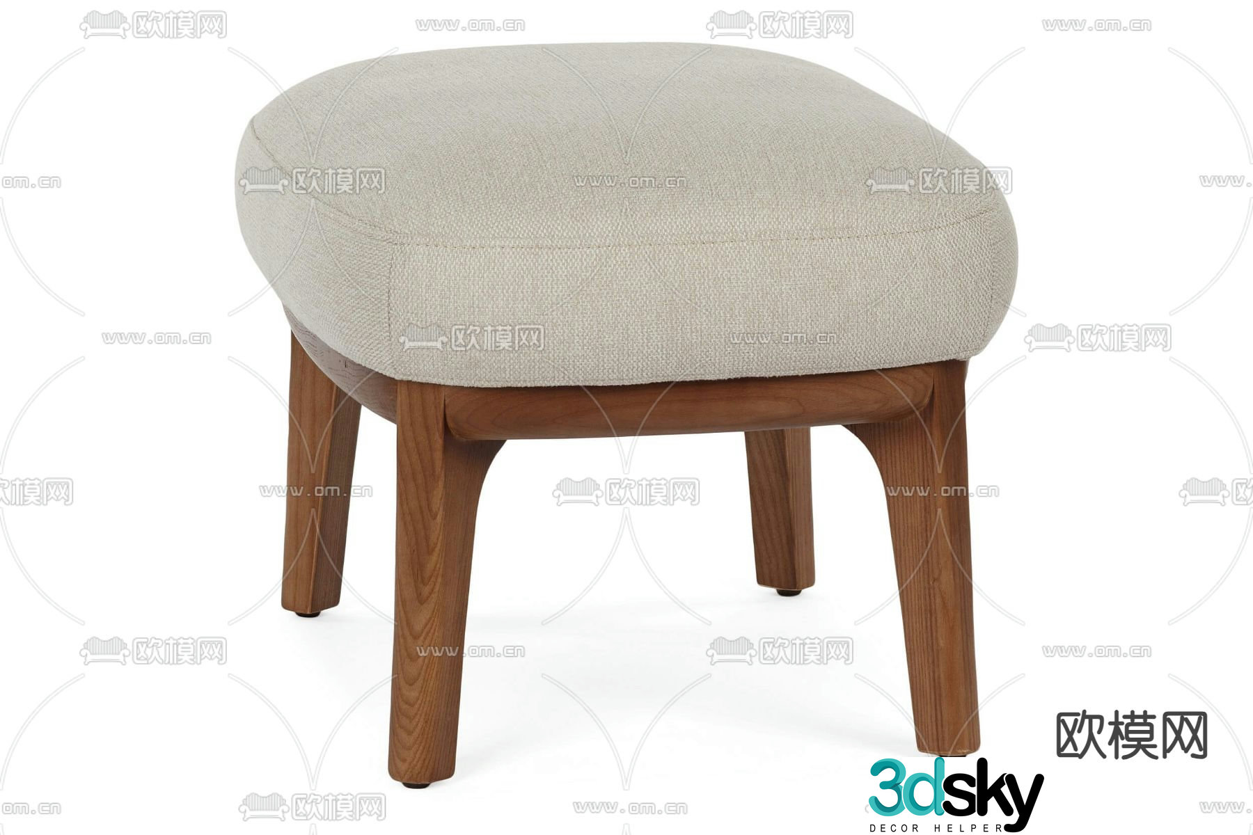 Sofa stool footrest stool wooden stool 3d model