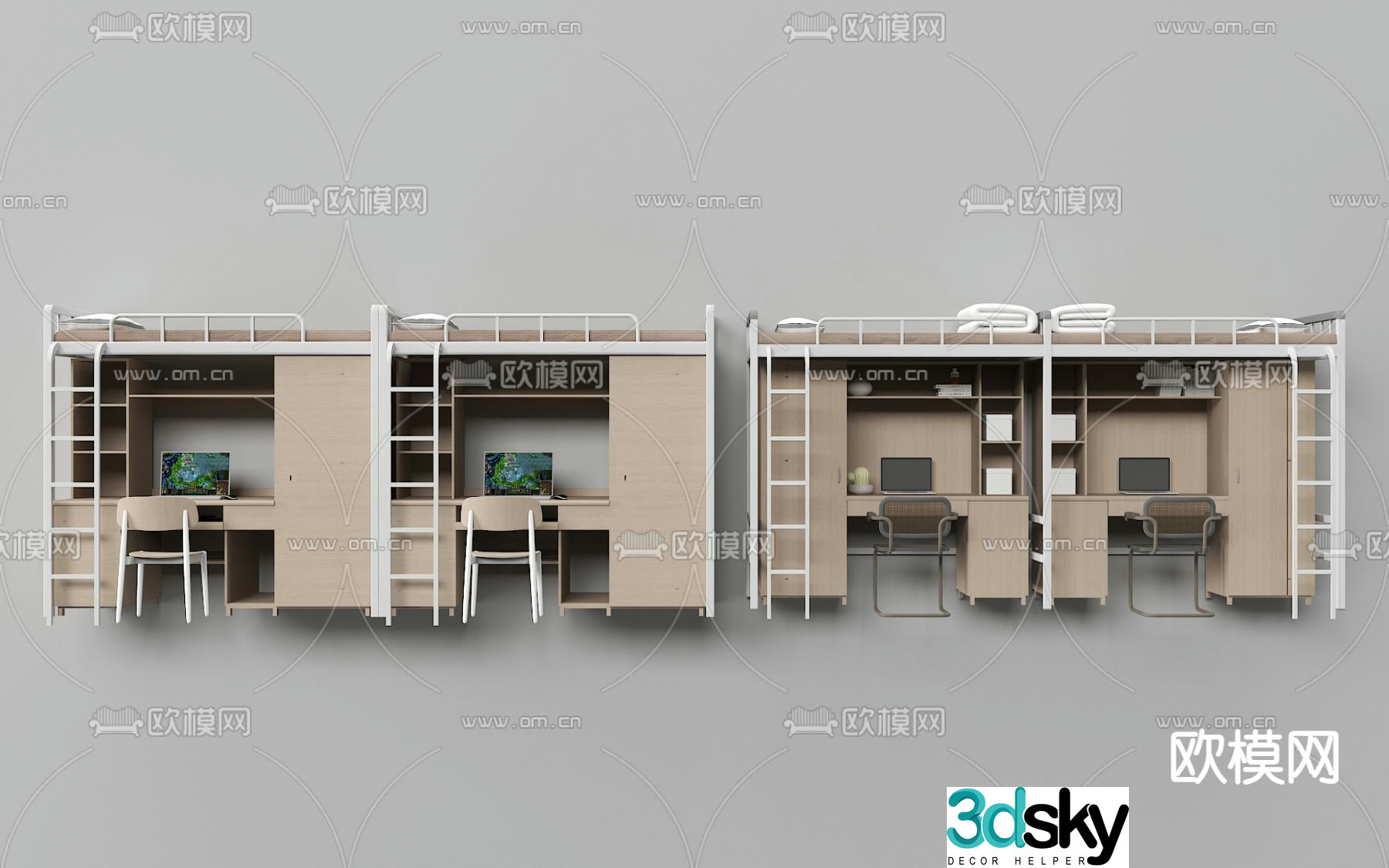 Dormitory bed bunk bed bunk bed 3d model