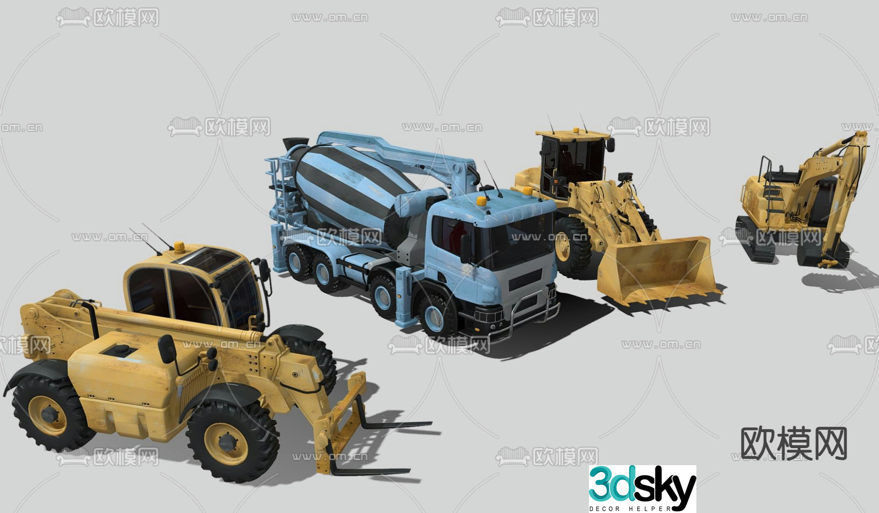 Engineering vehicle bulldozer tractor excavator 3d model