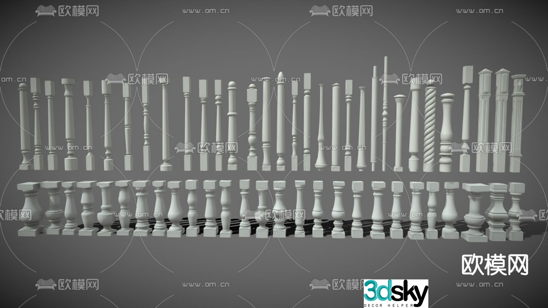 Simple European Column Roman Column Stone Column Cylinder 3D Model
