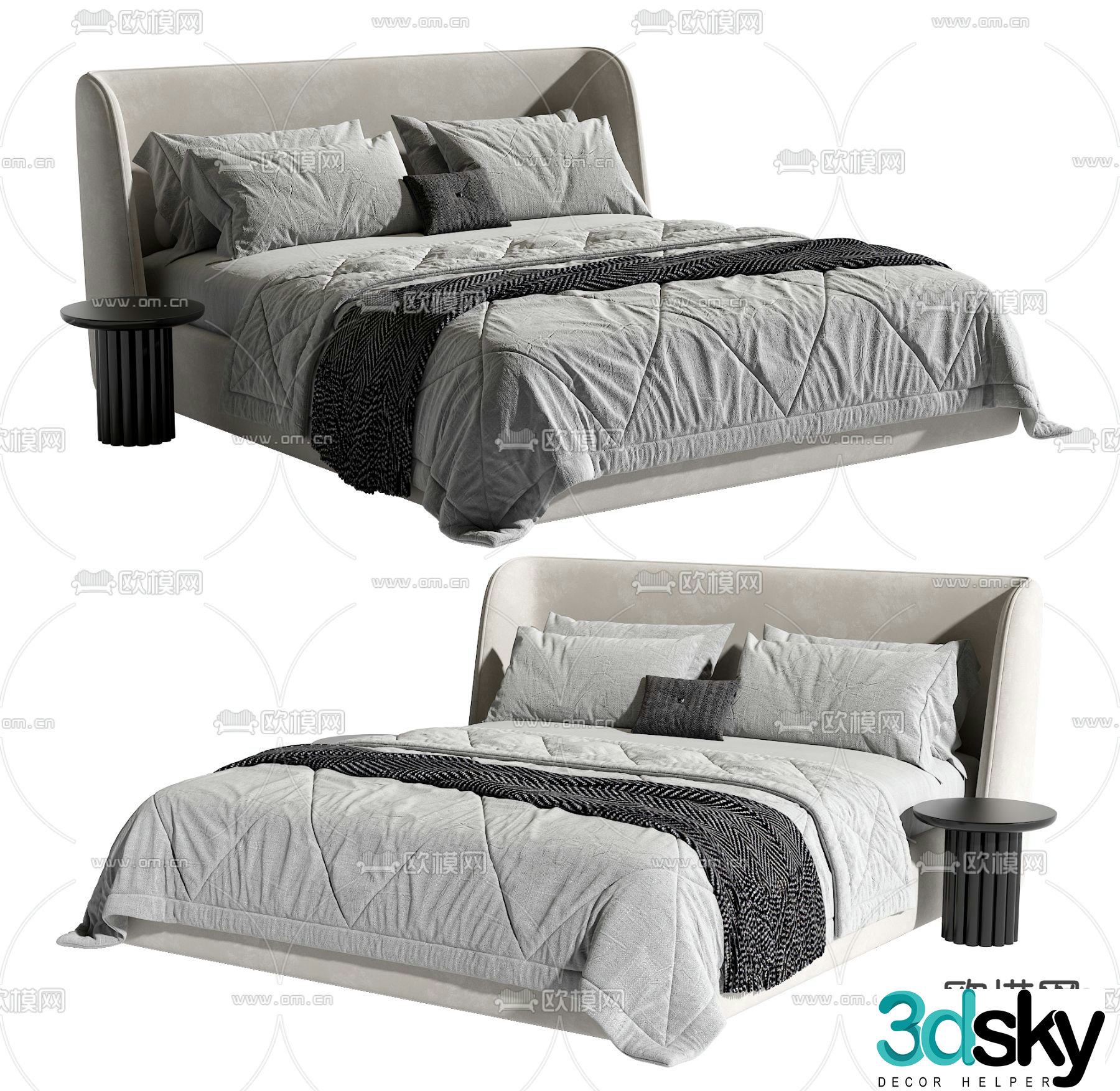 Modern double bed 3d model
