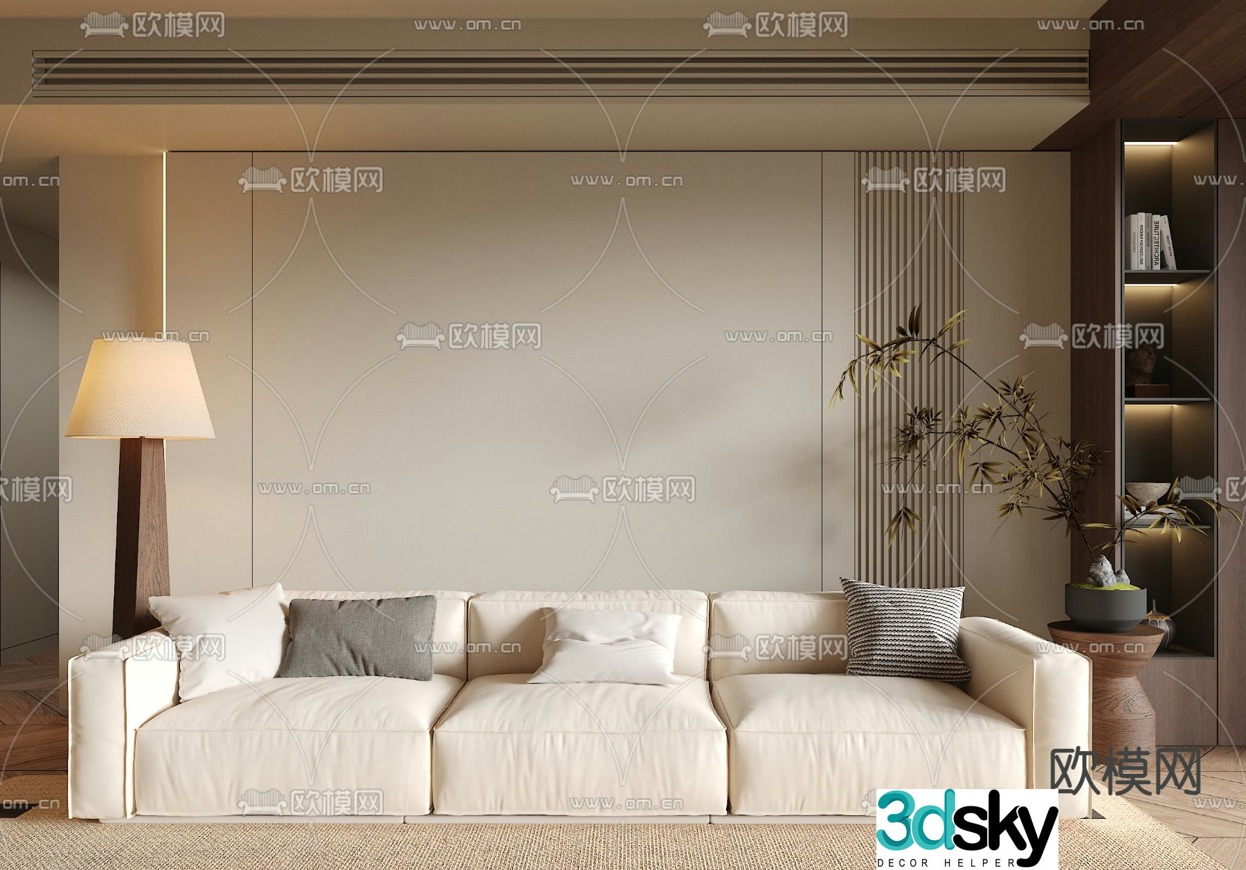 Medieval style three-person sofa 3D model