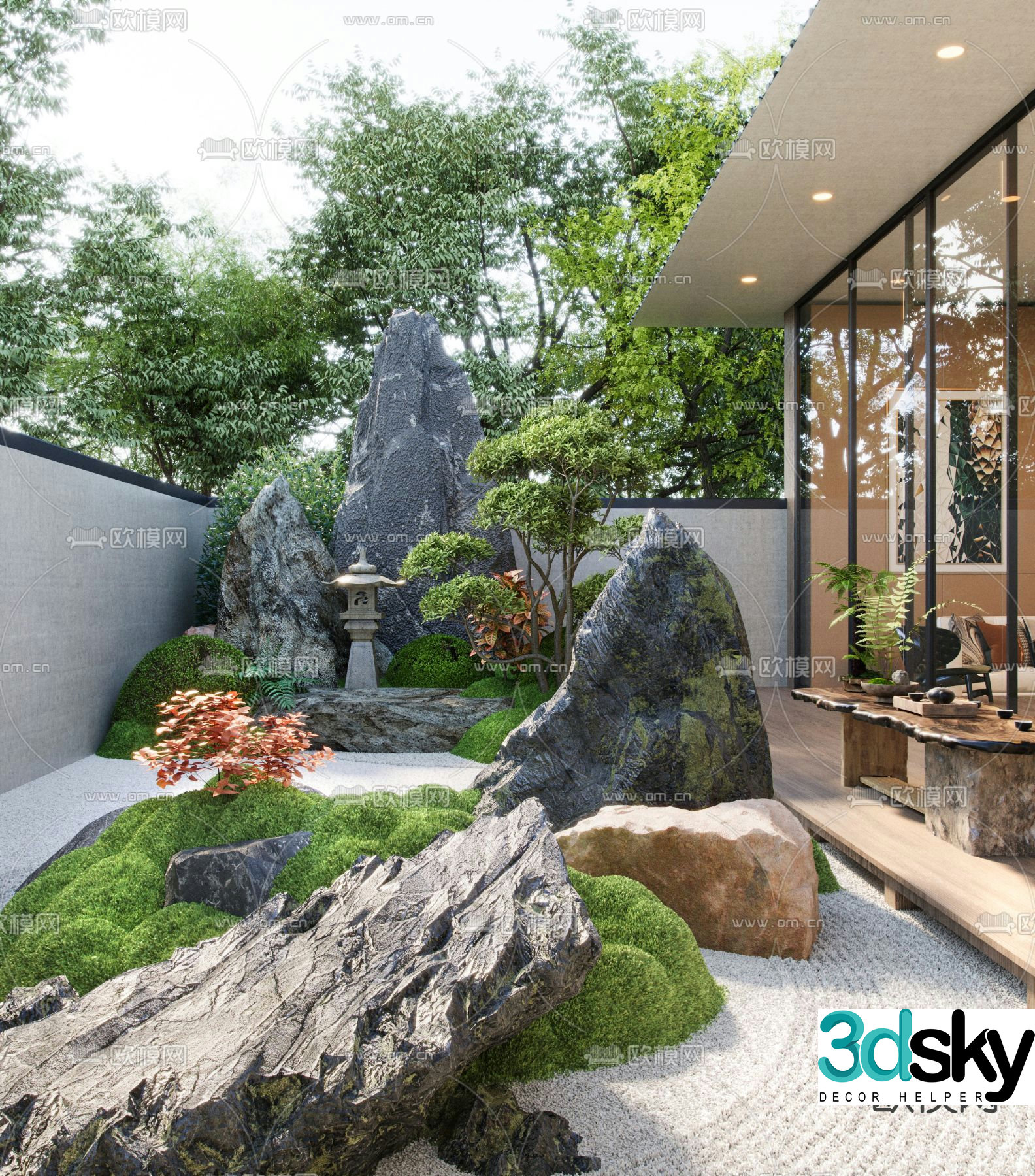 Courtyard Landscape Courtyard Dry Landscape 3D Model