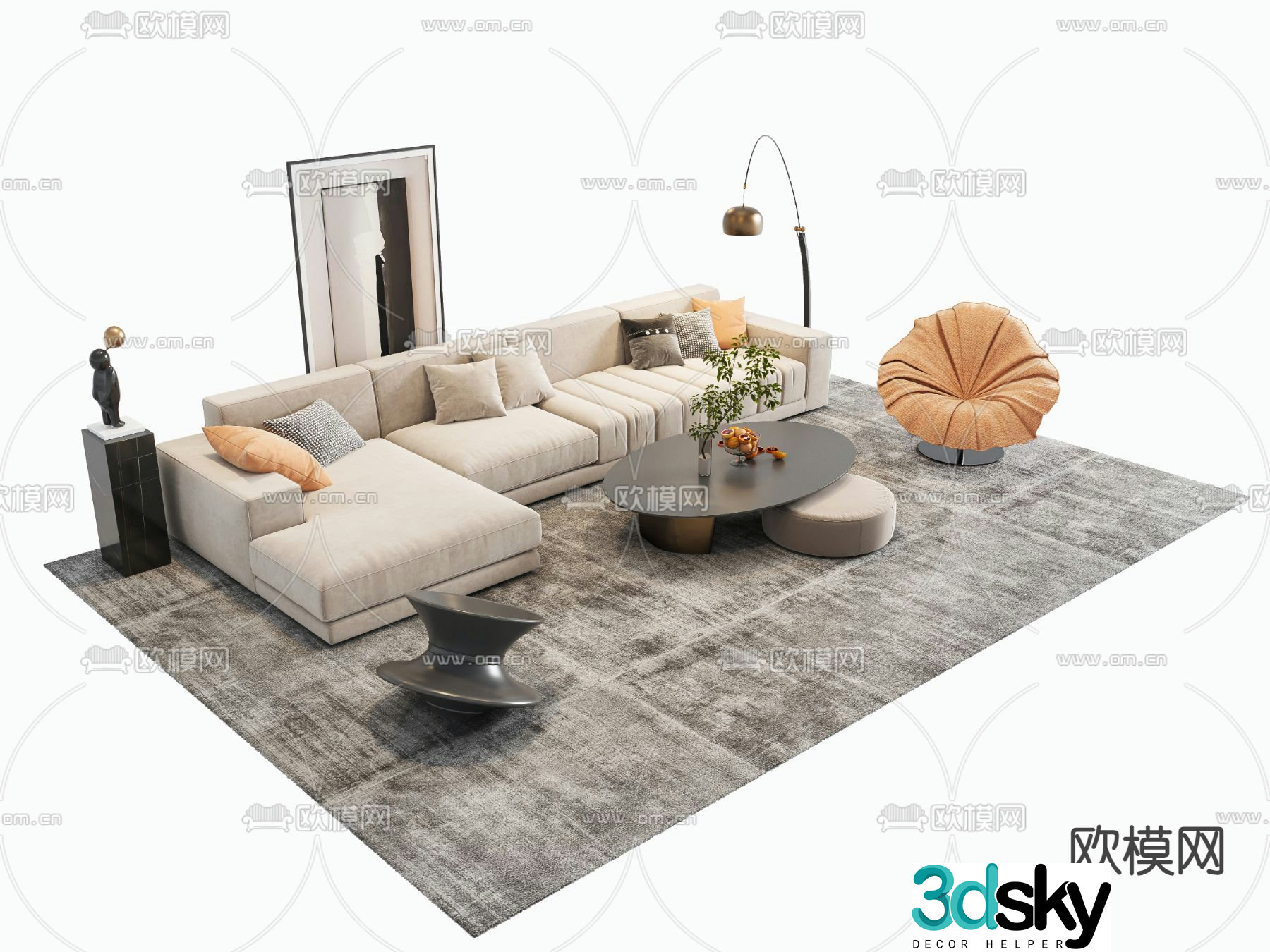 Corner sofa modular sofa 3d model
