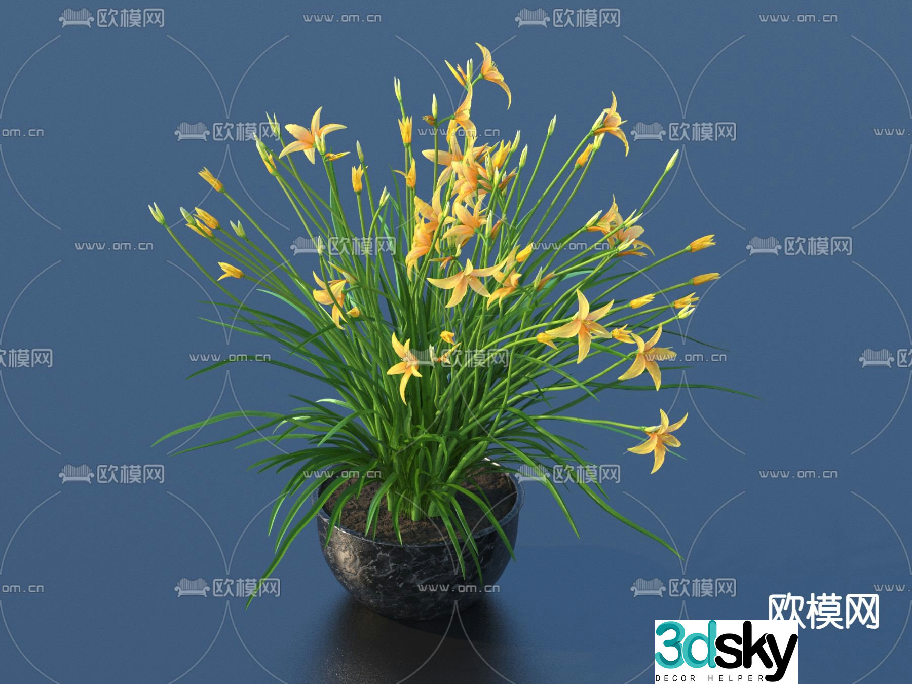Flowerpot potted plant green plant 3d model