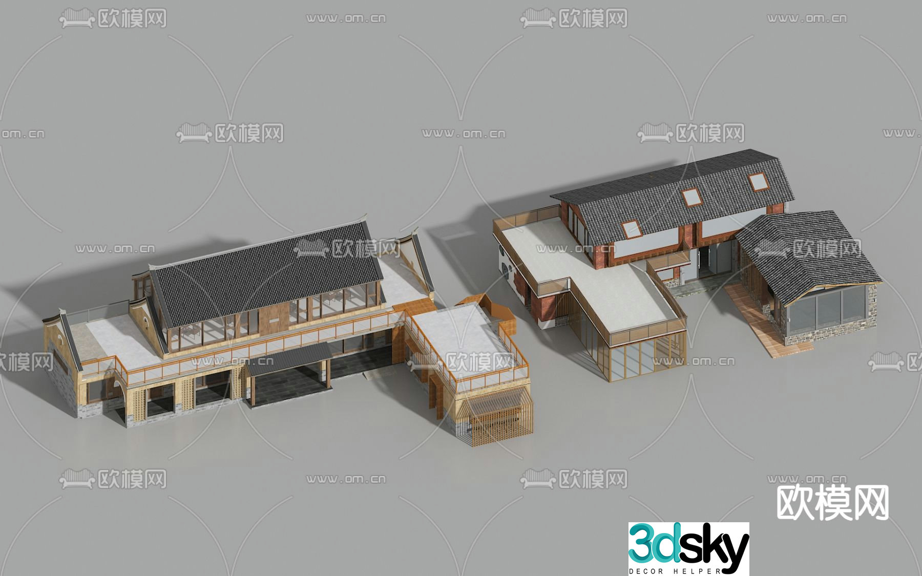 Chinese style B&B single building 3D model