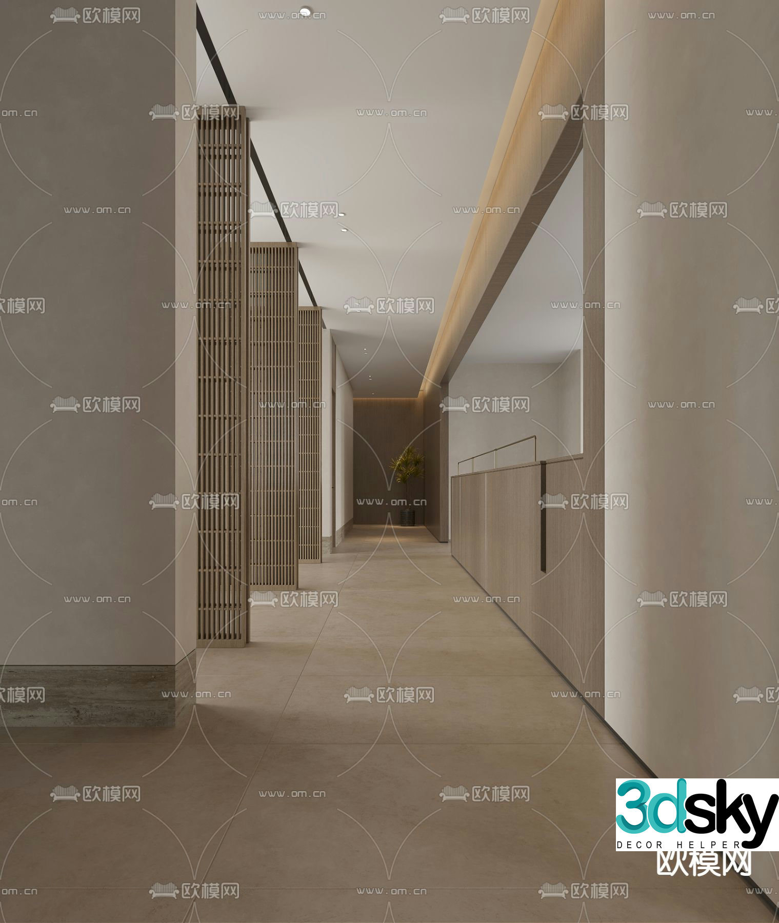 Elevator corridor aisle 3d model